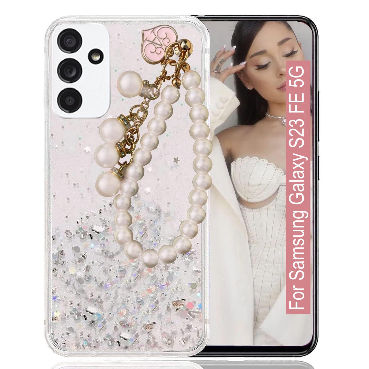 KC Back Cover for Samsung Galaxy S23 FE 5G - Non Moving Dry Fixed Glitter Luxury Shiny Pearls Wrist Hanging Chain Soft Silicone Case (Transparent) (B0CN4LZ9K8) Amazon Price History, Amazon Price Tracker