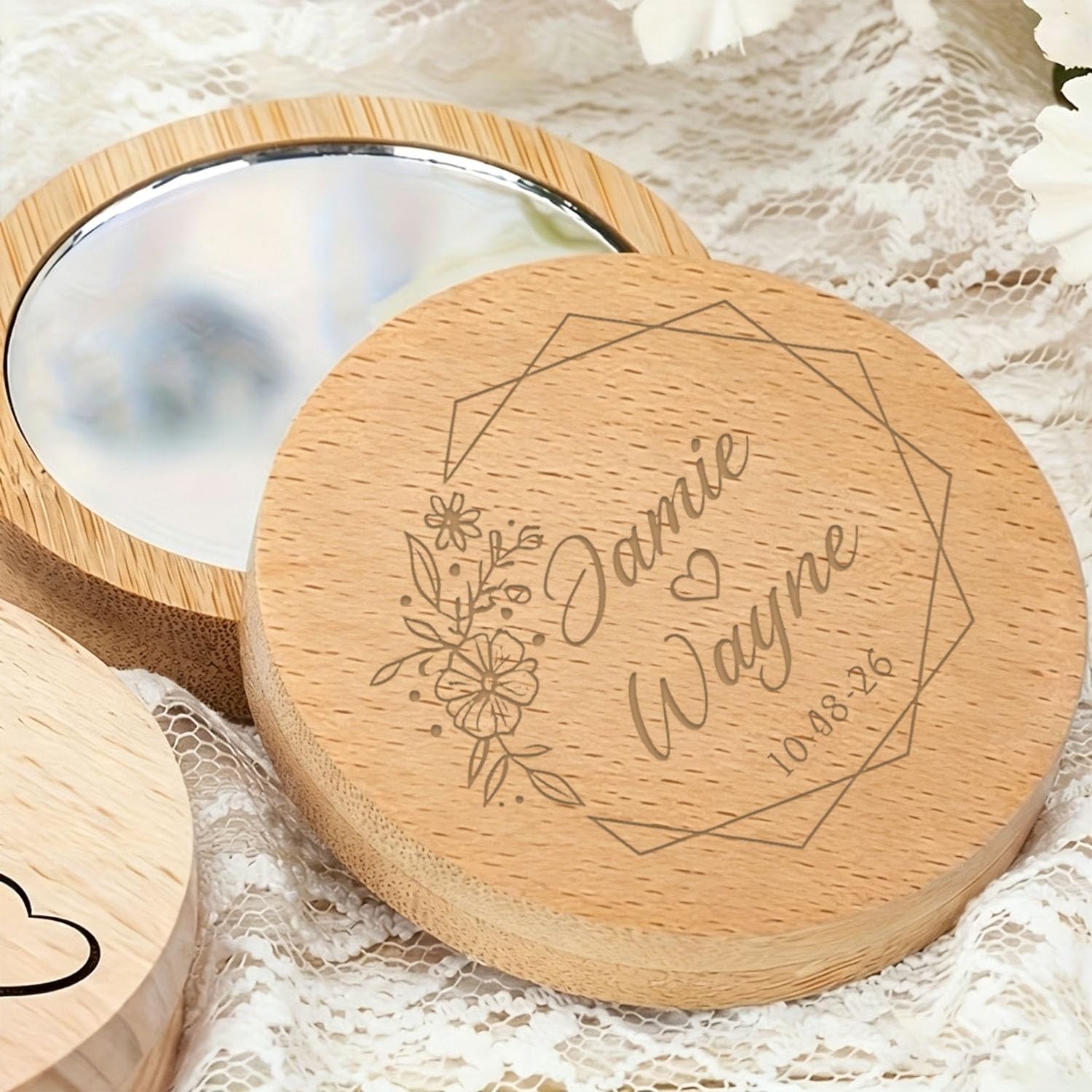 Custom Engraved Name Compact Makeup Mirror For Bridesmaid Proposals Gifts