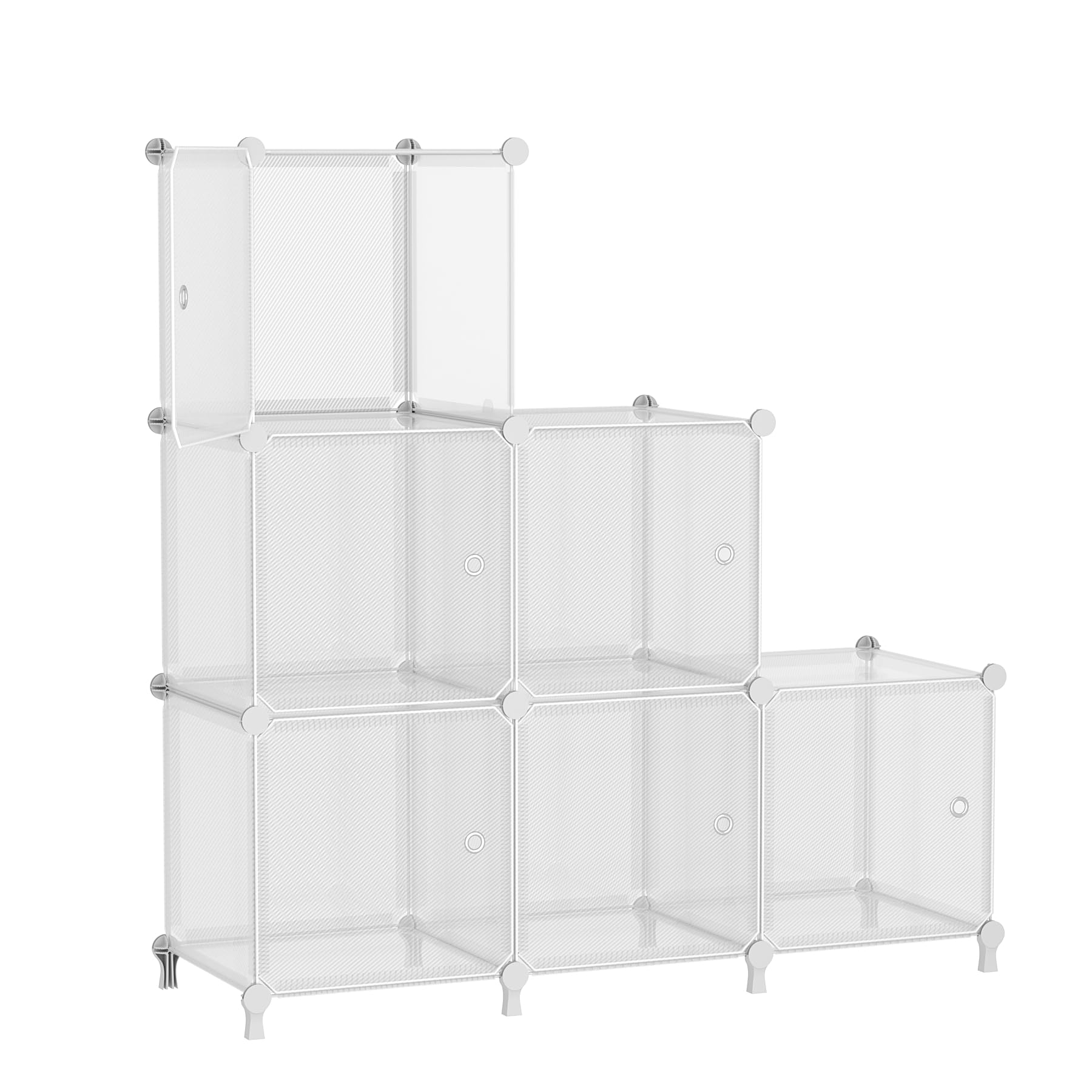 AWTATOS Steckregal 6 Würfel Aufbewahrungssystem Kombiregale mit Türen Regal Würfel DIY Multifunktional Regalsystem Regal Modular Für Wohnzimmer, Schlafzimmer, Durchsichtig ULPZ077