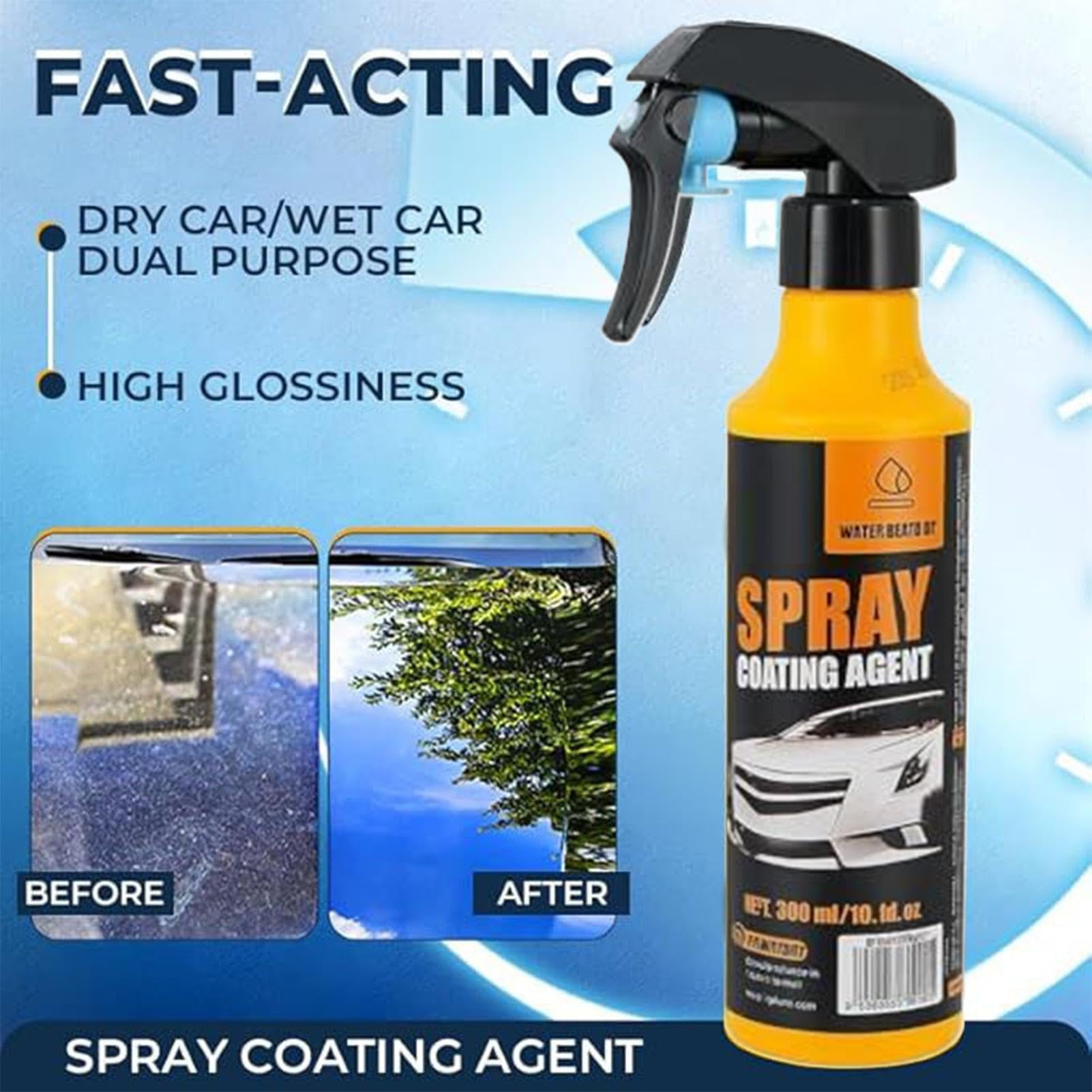 Nano Spray de revêtement de voiture – 10,14 pouces de mastic de peinture | Vernis liquide brillant 300 ml - couche protectrice hydrophobe contre les rayons UV. Idéal pour une finition éclatan