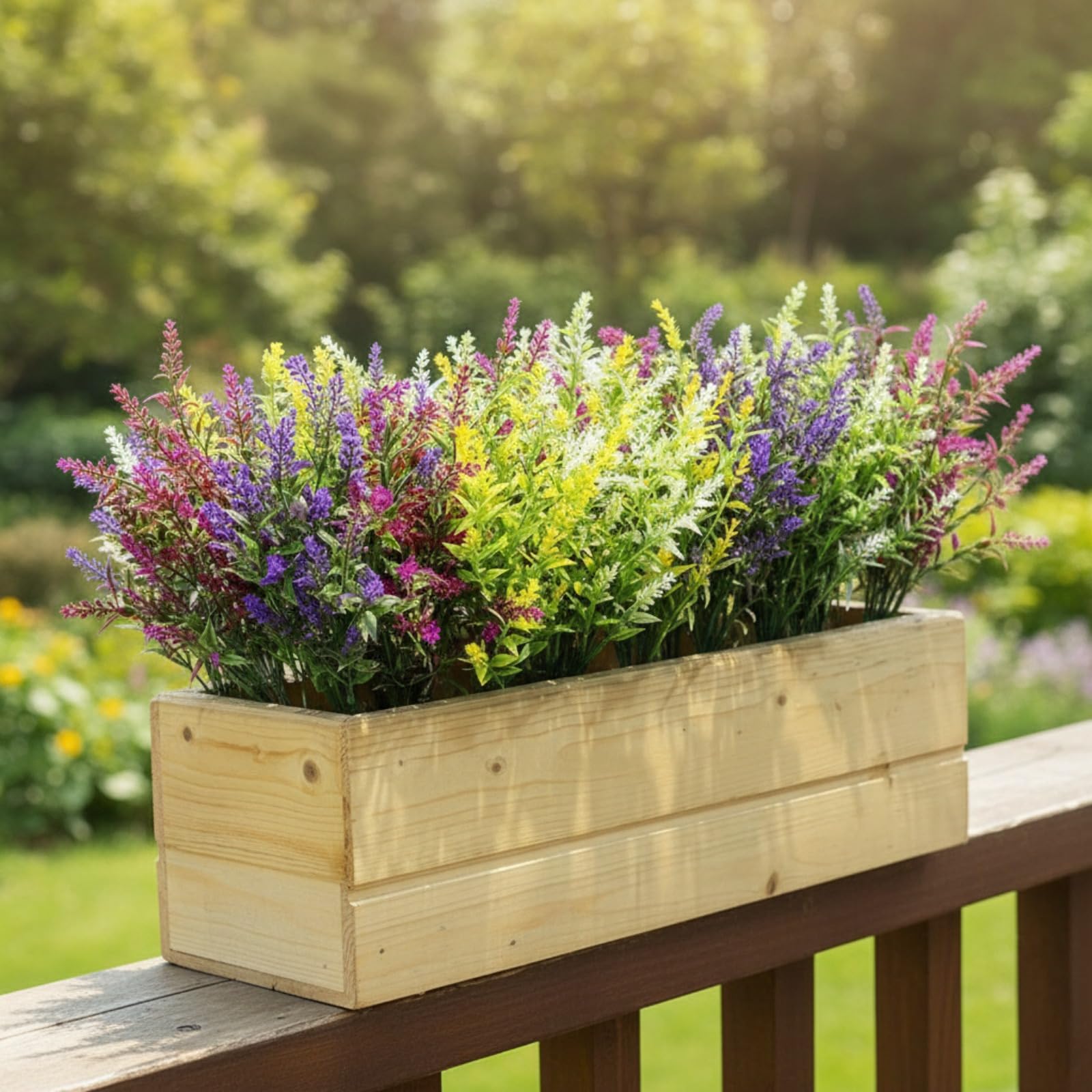 Xinnun 24 fasci di piante artificiali da esterno, resistenti ai raggi UV, fiori finti per esterni, margherite, peonie, lavanda, verde finto per primavera, estate, giardino, portico, esterno e interno