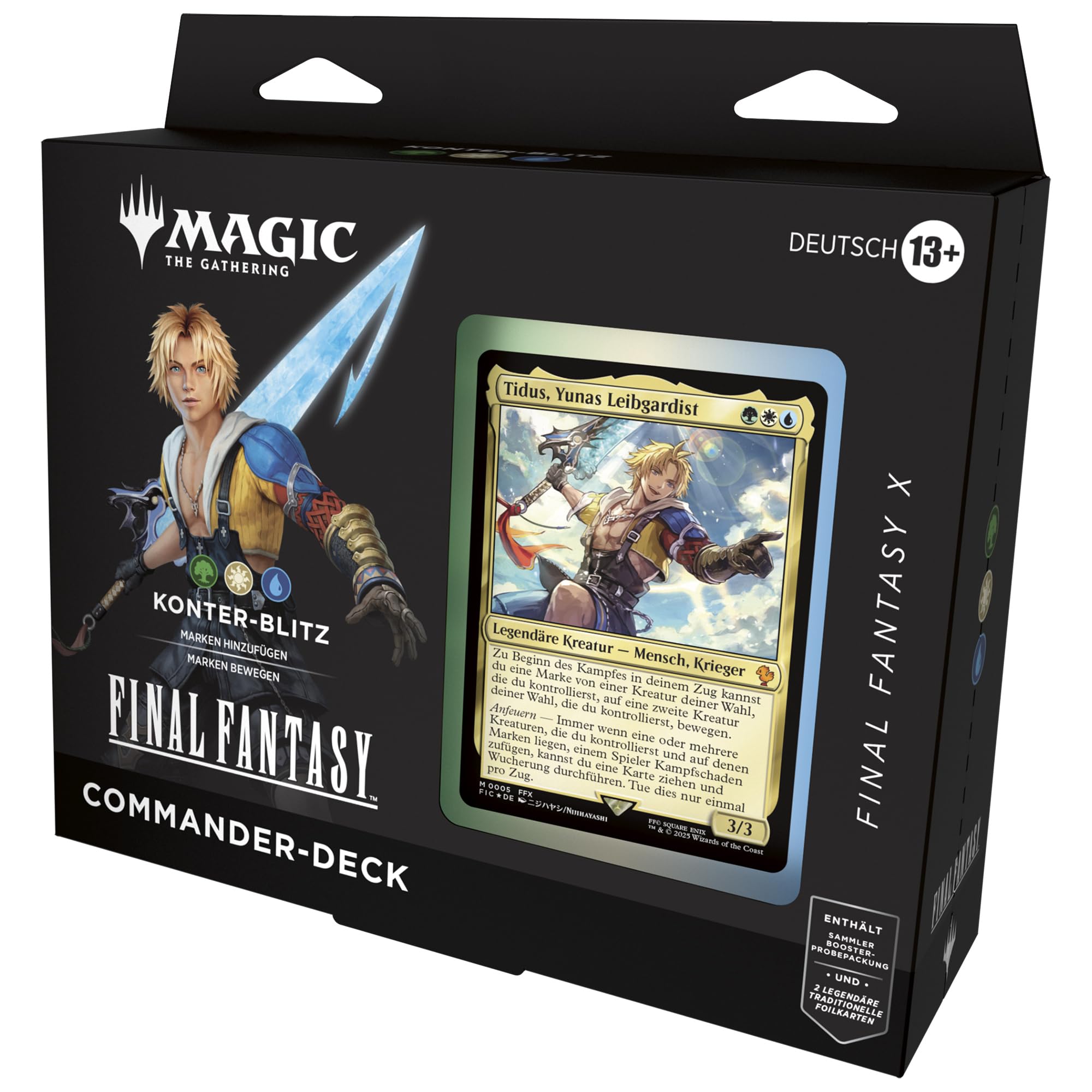 Magic: The Gathering FINAL Fantasy X Commander-Deck – Konter-Blitz (Deck mit 100 Karten, Sammler-Booster-Probepackung mit 2 Karten + Zubehör) (Deutsche Version)