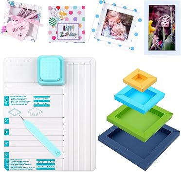 Shadow Box Punch Board with Scoring Tool, Paper Crafting & Scrapbooking Tool for Making 2", 3", 4" & 5" Shadow Boxes, Gift Boxes, Pop-Up Cards, DIY Paper Crafts, Beginner-Friendly Crafting Board