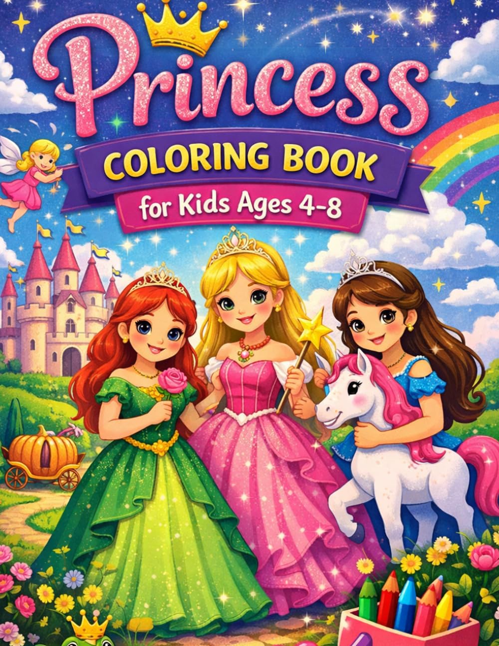 Princess Coloring Book for Kids Ages 4-8: Adorable Princesses to Color | Cute, Simple & Fun Princess Designs for Girls and Toddlers