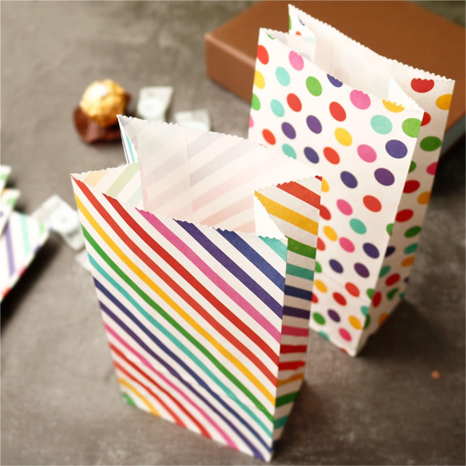 20 piezas bolsas de papel con estampado arcoíris para Fiestas