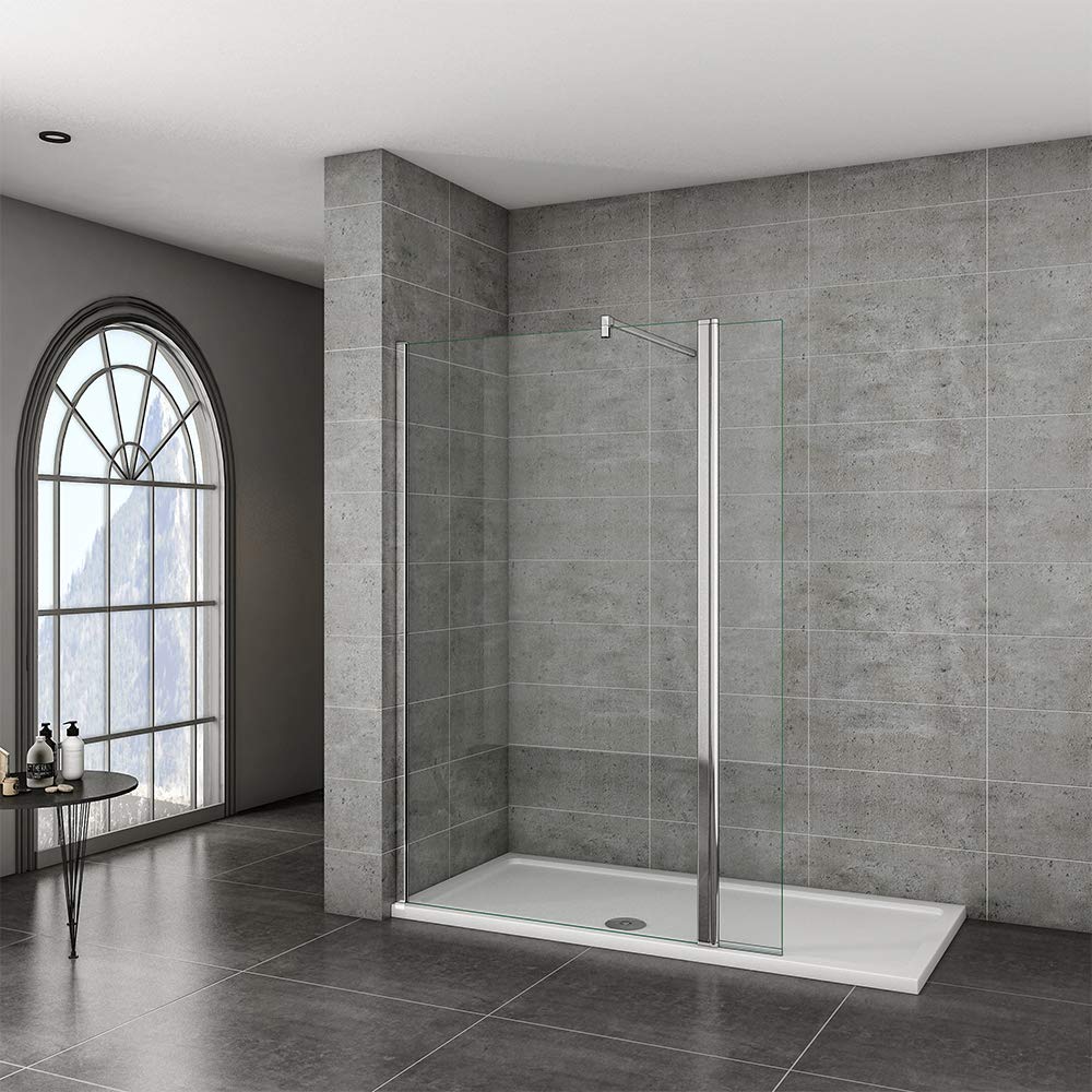 700x1850mm Xinyang Walk in Shower Enclosure Wet Room 8mm Glass Screen with 300mm Flipper Panel