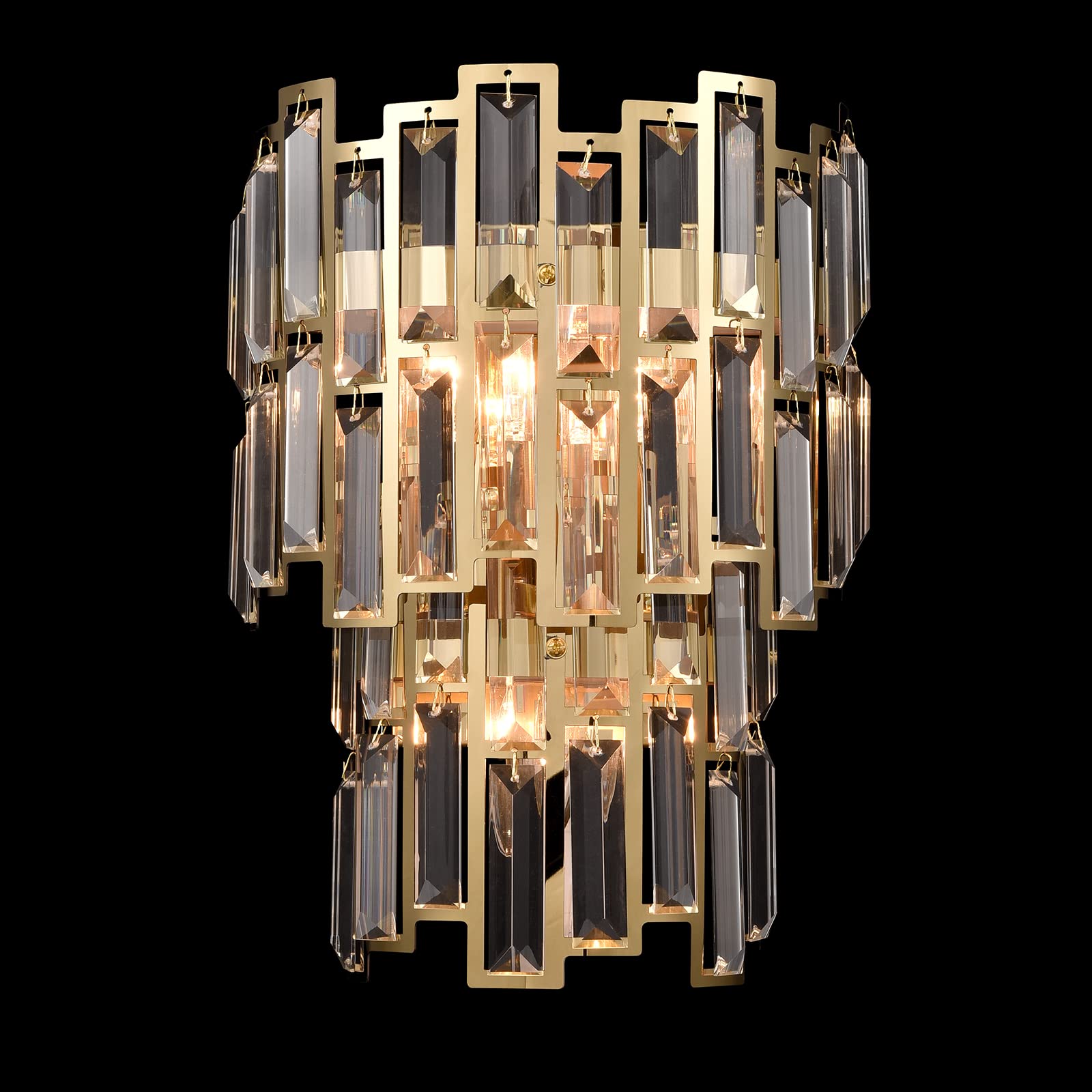CLAXY Mid-Century Crystal Wall Sconce 3-Light Bathroom Wall Light Lamp Dimmable E12 Candle Light Fix