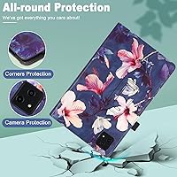 Vista 6 de Caweet Funda para tablet T-Mobile Revvl Tab 5G – Funda protectora de cuero de primera calidad con función de apagado y encendido automático, hibisco
