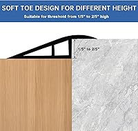 Vista 4 de Tira de Transición de Vinilo para Umbral de Puerta, Tira de Transición de Suelo Autoadhesiva, Tira de Borde de Alfombra para Umbral de Borde de Gris