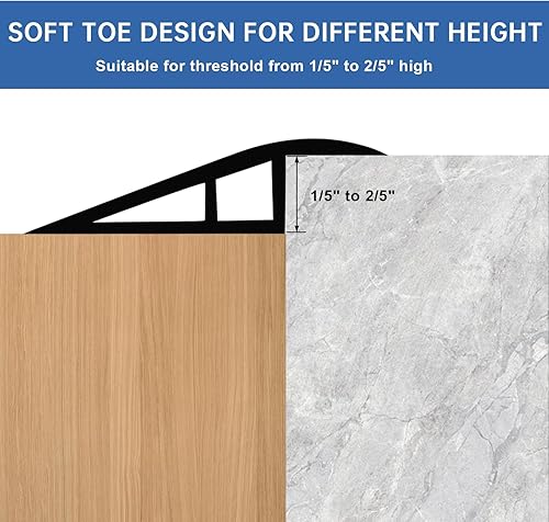 Miniatura 4 de Tira de transición de vinilo para piso, para umbral de puerta antes de piso laminado, desnivel 15 a 25 de pulgada, autoadhesiva, para bordes de