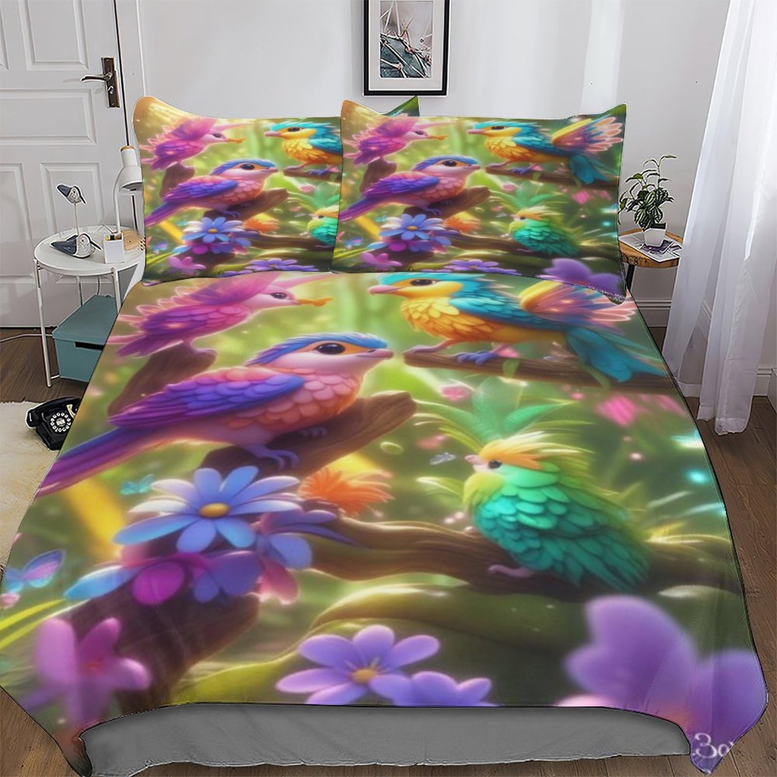 Housse de couette 200x200cm en microfibre douce avec deux taies d'oreiller
