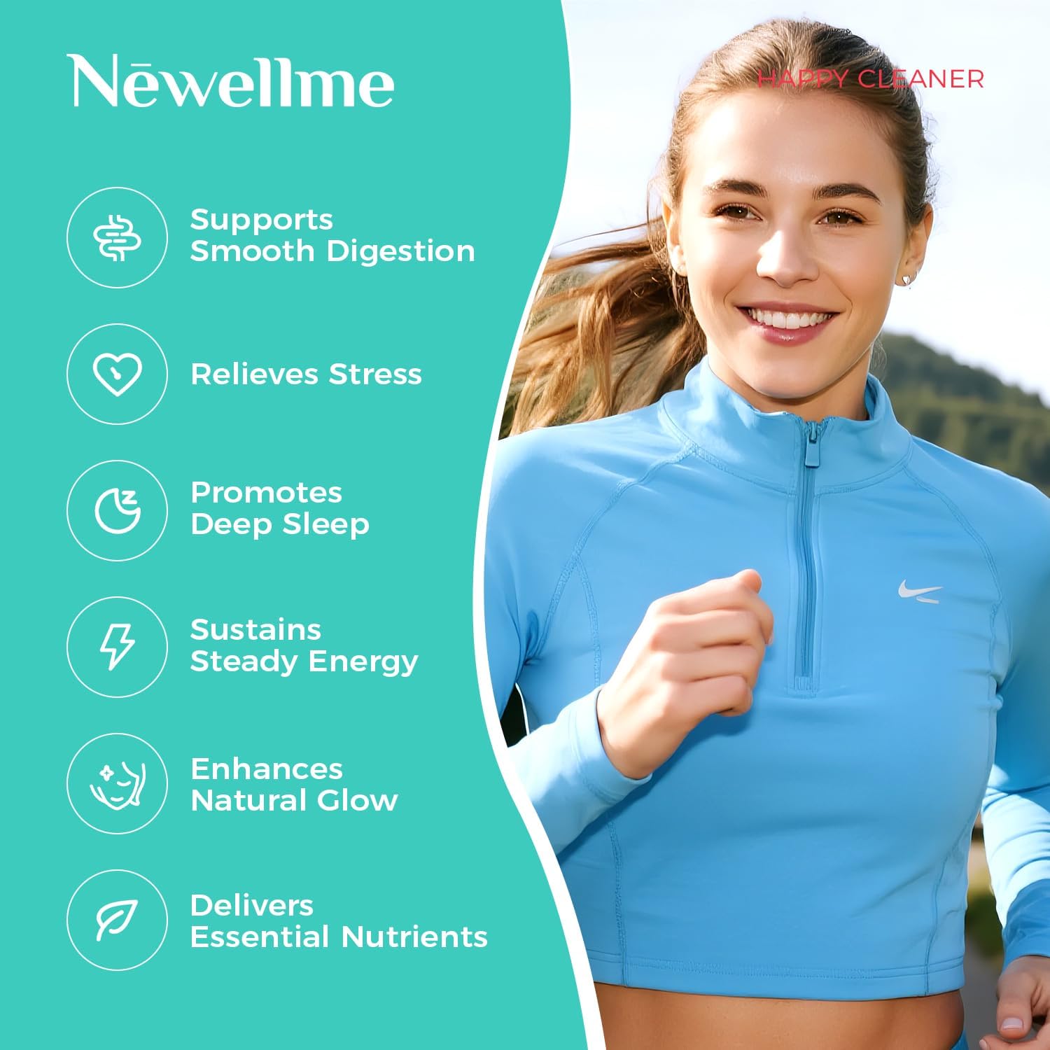 NEWELLME Happy Cleaner Digestive Supplement Powder, Gut Health Drink Mix with Probiotics, Digestive Enzymes & Fiber, Supports Digestion and Bloating, Berry Flavor, 28 Sachets (2 Boxes) - Image 4