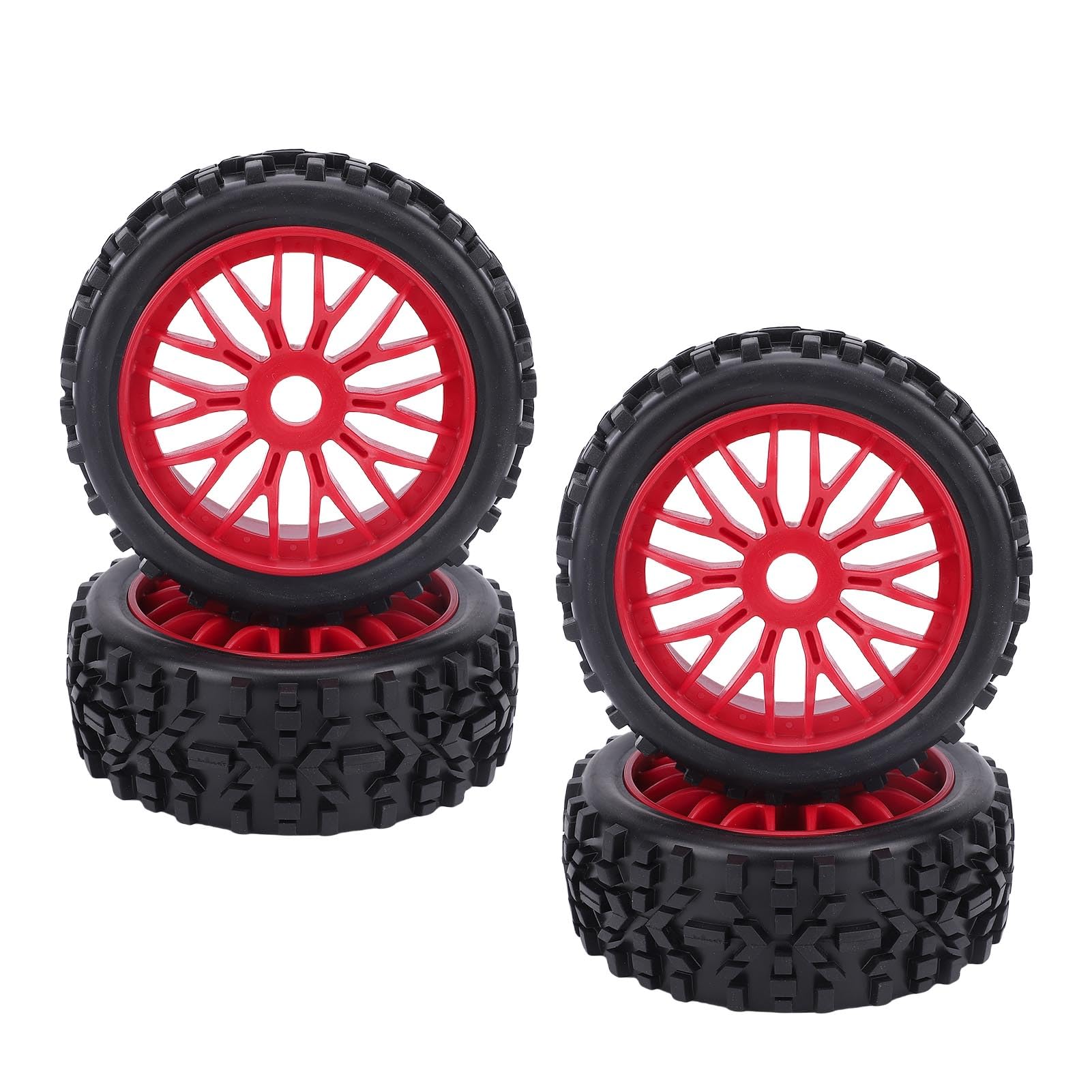 CHICIRIS Koła Samochodu Terenowego 1/8 RC, 4 szt. Gumowych Opon Zapasowych z doskonałą przyczepnością do Pojazdów Terenowych Serpent SRX8 i MP9 RC (czerwony)