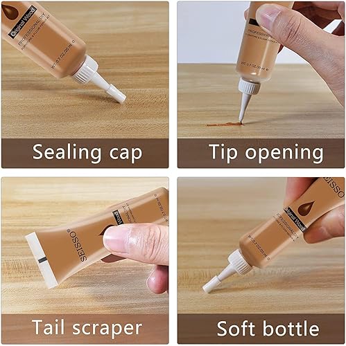 Miniatura 9 de SEISSO Kit de reparación de madera, pintura de retoque de madera, restaura cualquier tinte de madera para muebles de madera, 12 colores, cubierta de