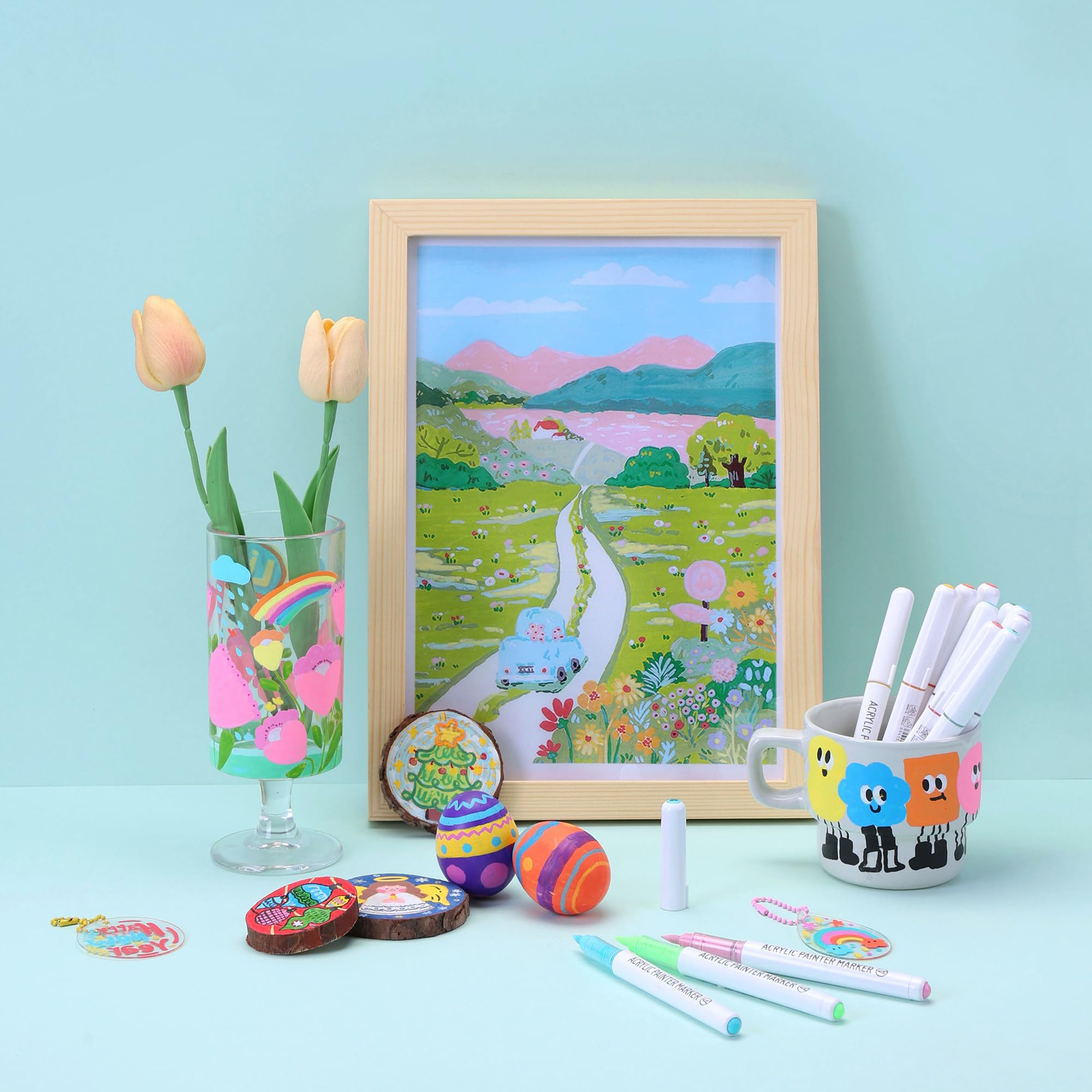 languo 240 Farben Acrylfarben Marker, Weiche Pinselspitze Marker Stifte Set mit Markertasche, Acrylfarben Stifte für Stoff, Holz, Stein, Leinwand, Glas, Ei, Felsmalerei, DIY Handwerk und Kunstbedarf