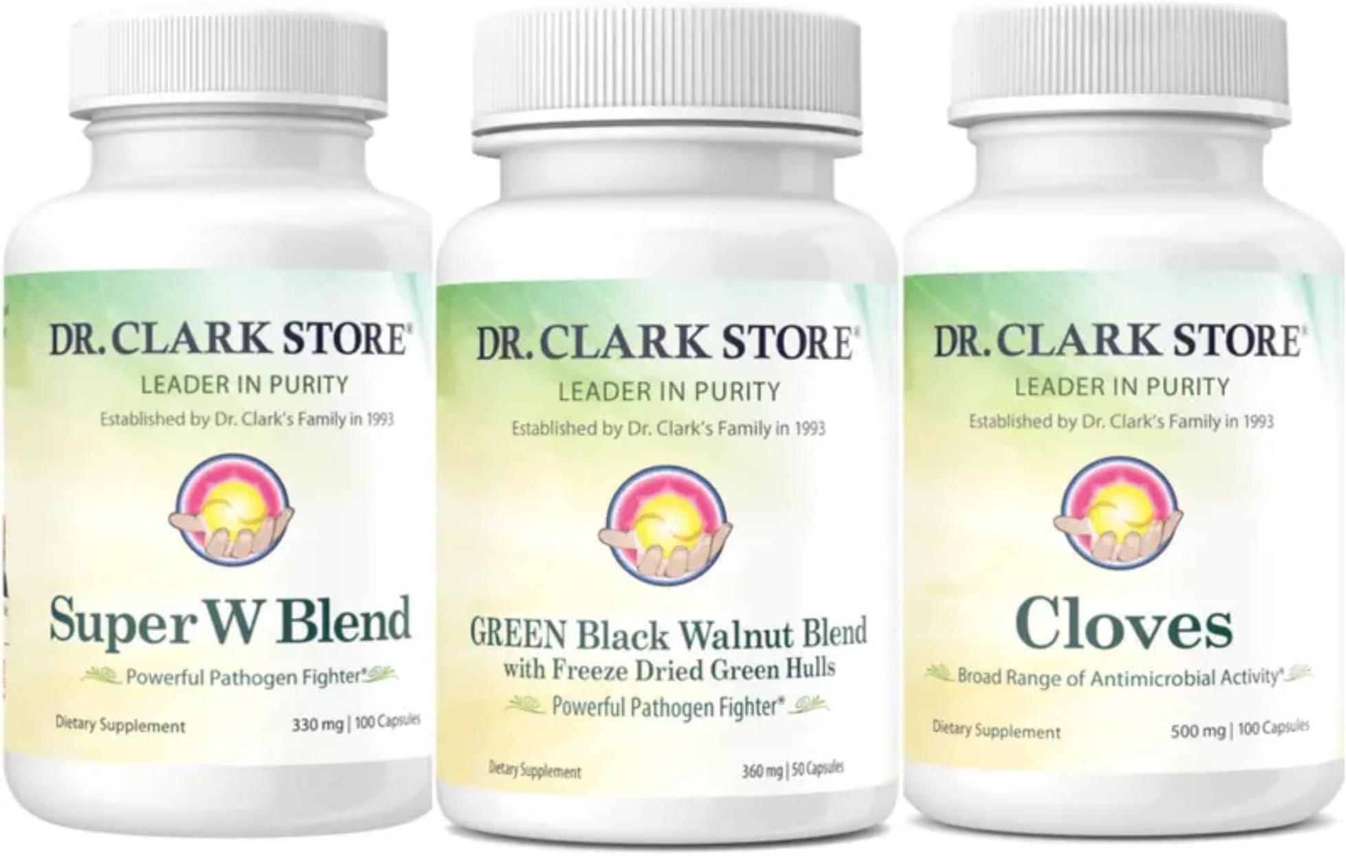 Dr Clark Store Intestine Support & Cleanse Kit - with Freeze-Dried Green Black Walnut Hulls, Wormwood, and Cloves-Helps Maintain Optimum Intestinal Function