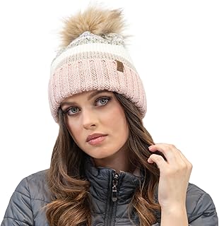 Gorro Invierno para Mujeres De Colores con Pompón Y Forro Polar Antiestático Hecho De Hilo Cálido con Lana Fríos Días De Invierno