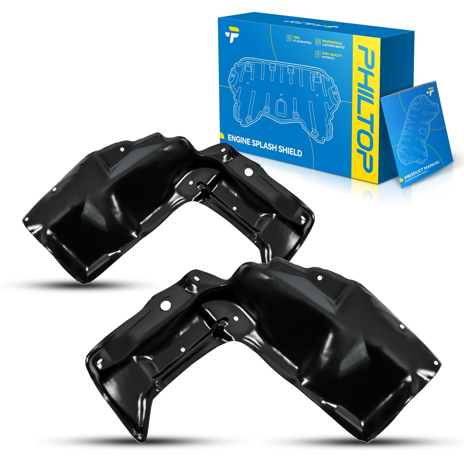 PHILTOP Engine Splash Shield Under Cover Compatible with 2003-2004 2007-2008 Toyota Corolla, 2005-2006 Corolla CE, 2005-2006 Corolla LE, 2005-2006 Corolla S, 2003-2008 Matrix XR TO1228157 TO1228158