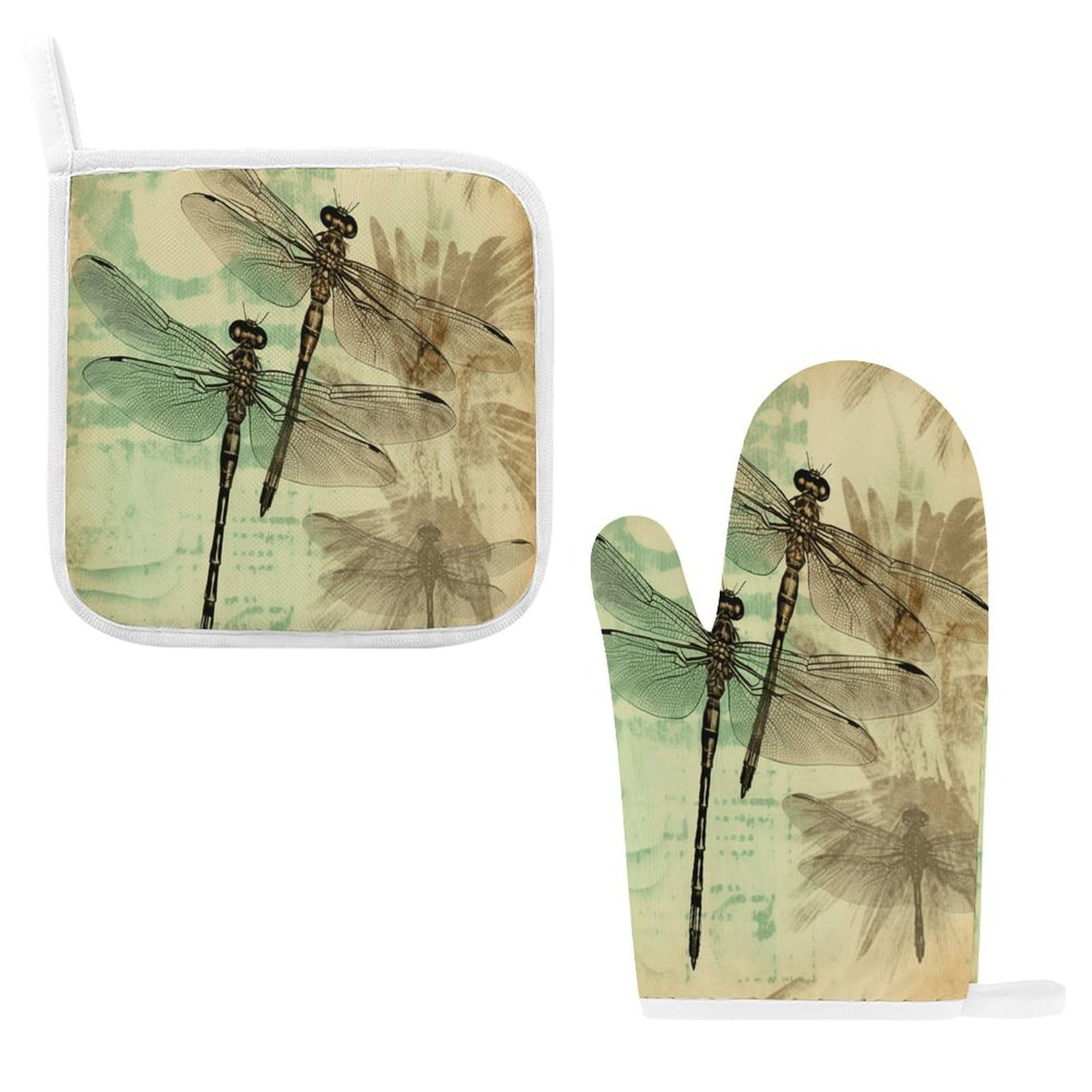 Fodpand Style Dragonfly Dragonflies Vintage Oven Mitts And Pot Holders Sets