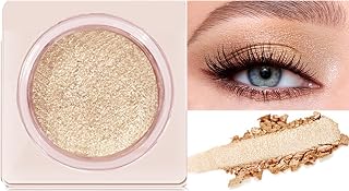 Creme Eye Shadow, Shimmer Gold Cream Eyeshadow, Can Be Used as Highlighter and Eyeshadow, Glitter Eyeshadow with Creamy Texture, Waterproof, Long-lasting Eye Makeup
