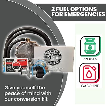 Hutch Mountain Generator Propane Conversion Kit Honda EU2200i- Dual-Fuel Conversion for Propane & Gasoline - Portable Generator Backup Kit for Home Emergencies, Camping, and RVs