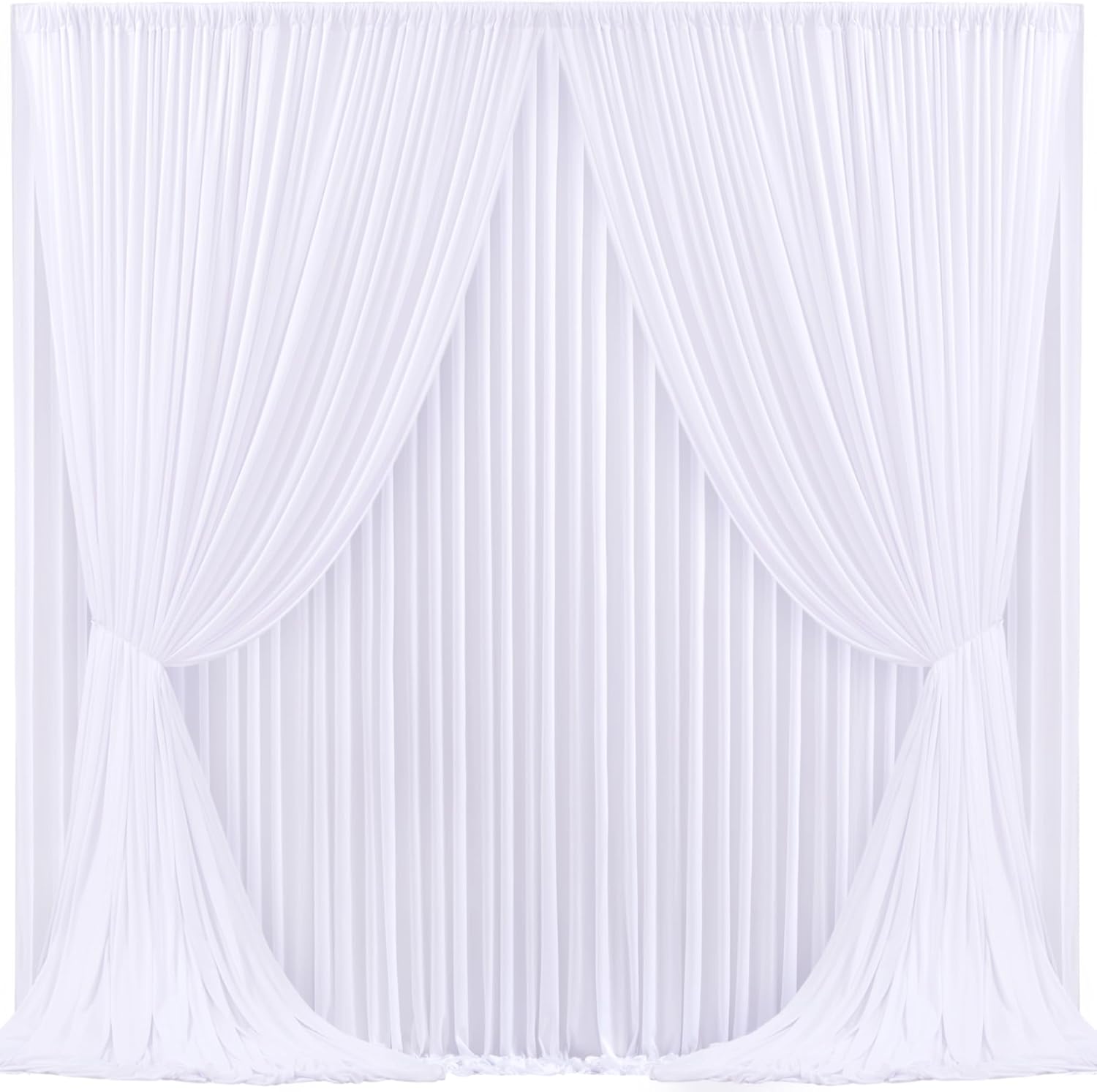 20x10ft White Backdrop Curtain for Weddings, Wrinkle-Free Polyester Fabric White Backdrop Curtain Drapes for Birthday Party Photo Photography Decoration 5ft x 10ft,4 Panels