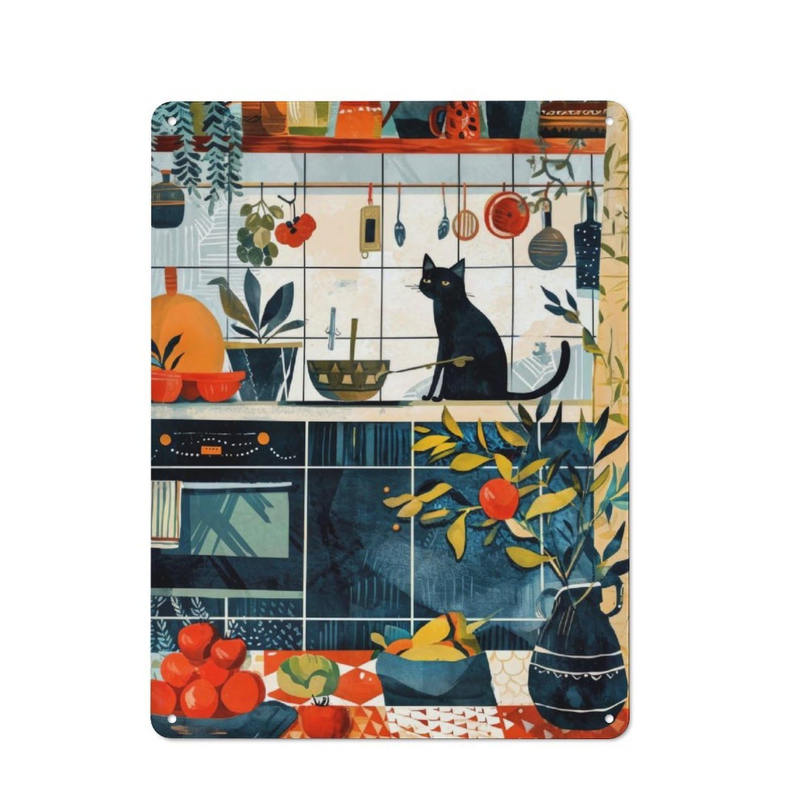 Junmoney Cats Life Vintage Cafe Metal Sign 40X30cm Featuring Bistro Wall Plaque For Cafe, Bistro, Bakery Or Restaurant