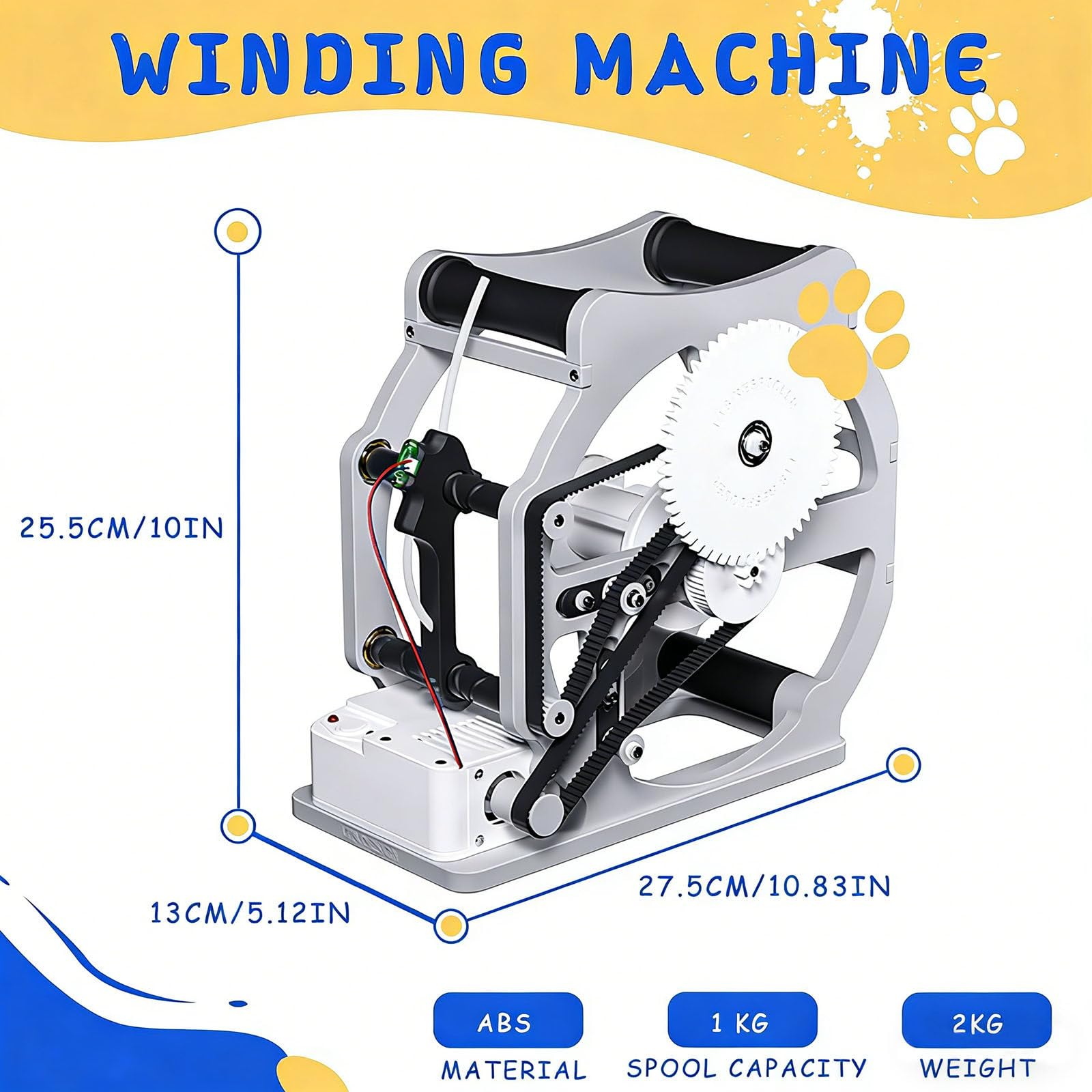 Bobinadora de filamento 3D, rebobinadora eléctrica automática con arranque y parada inteligente para rollos de 1 kg, diseño sin enredos, compatible con PLA ABS para soldadura y costura