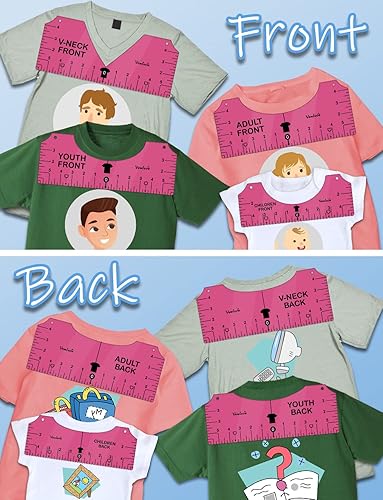 Vista 24 de Vowlove Guía de regla de camiseta para prensa de calor Cricut, herramienta de medición de camisas, alineación de vinilo, diseño de centro de 01 Negro