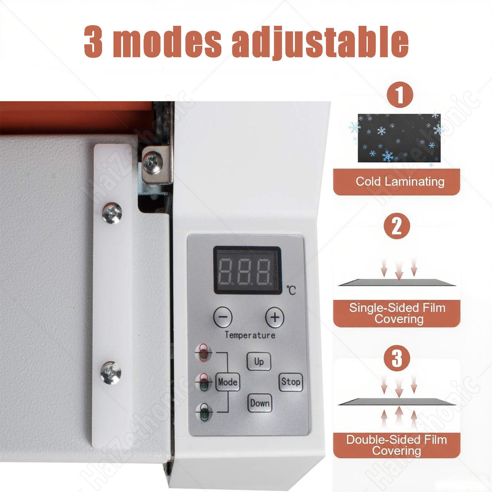 laminadora Manual en frío y Caliente,Máquina laminadora térmica con Control Digital,máquina laminadora térmica de Doble Cara,tensión de Membrana Ajustable, Ancho máximo 350mm