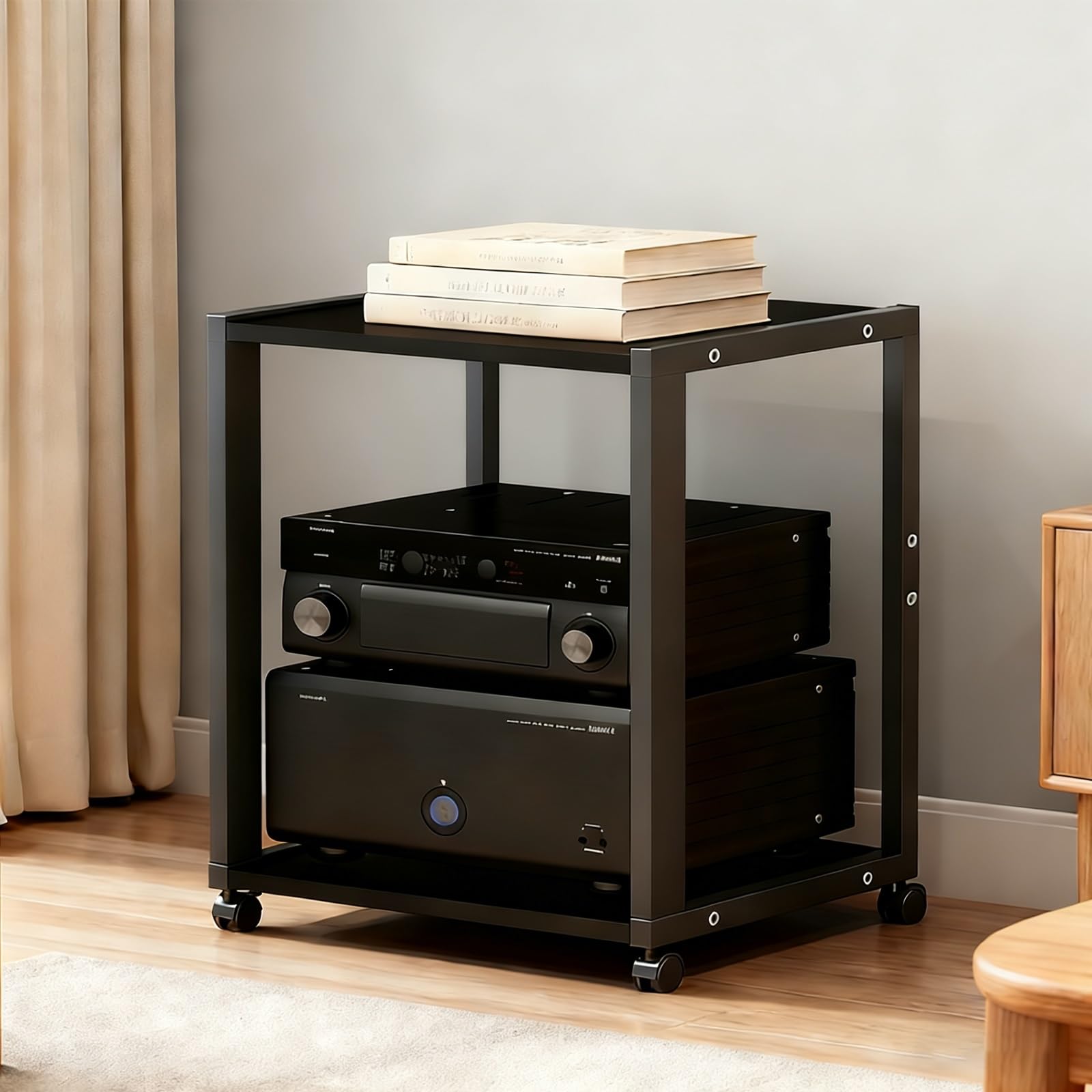 TV HiFi Rack Audio Schrank, 2/3-stufiges Stereo-Rack, AV-Regal, Medienregal Mit Verstellbaren Einlegeböden, HiFi-Ständer Für Home, Office, Theater, Küchen, Videoturm(Style 1)