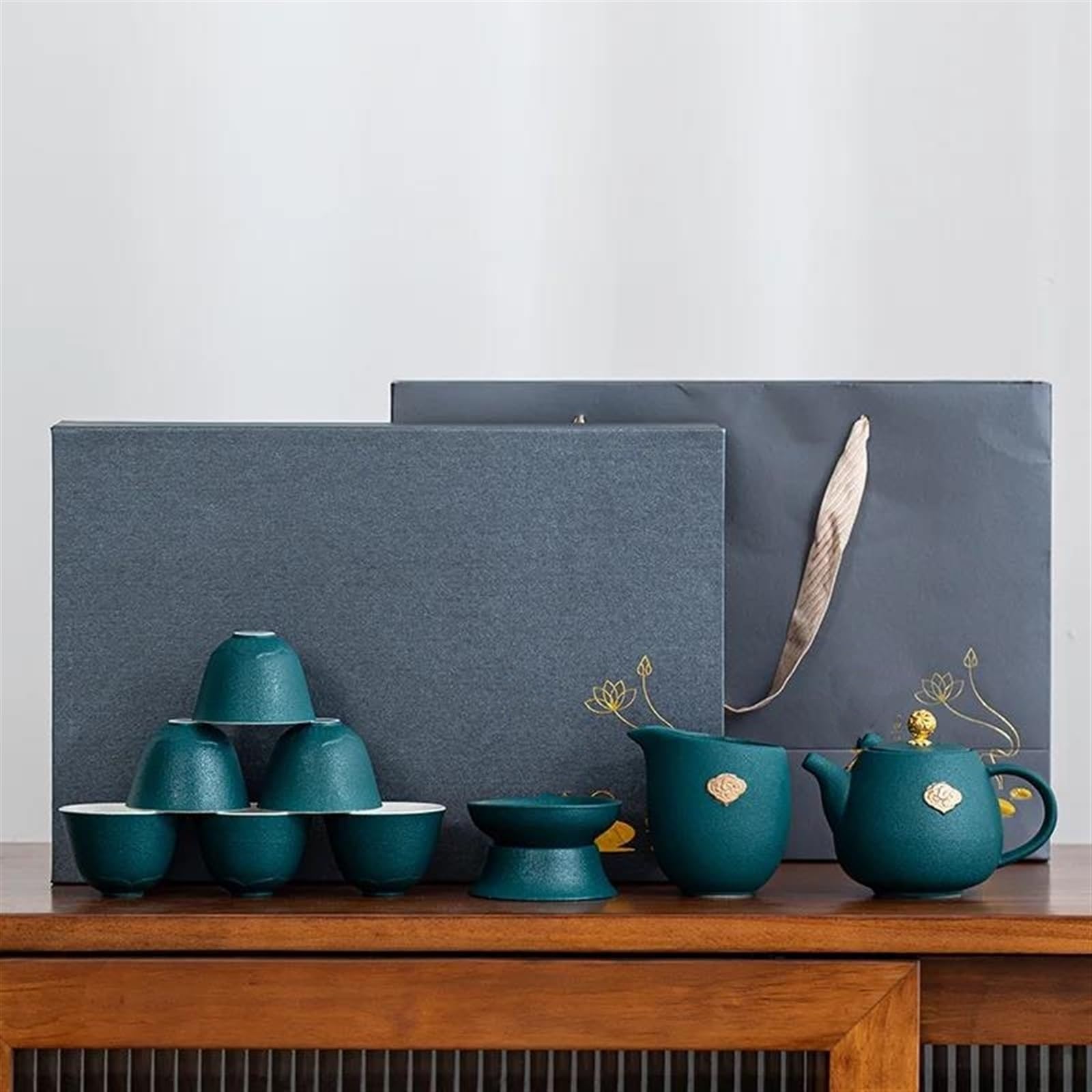 Teeservice, 6-teilig, Keramik-Teetasse, arabische Espresso-Kaffeetasse, chinesischer Kung-Fu-Tee, klare Wassertassen, japanische Teeschalen, Service, Geschenkbox, Reise-Teeser(ZCBDC1709659)