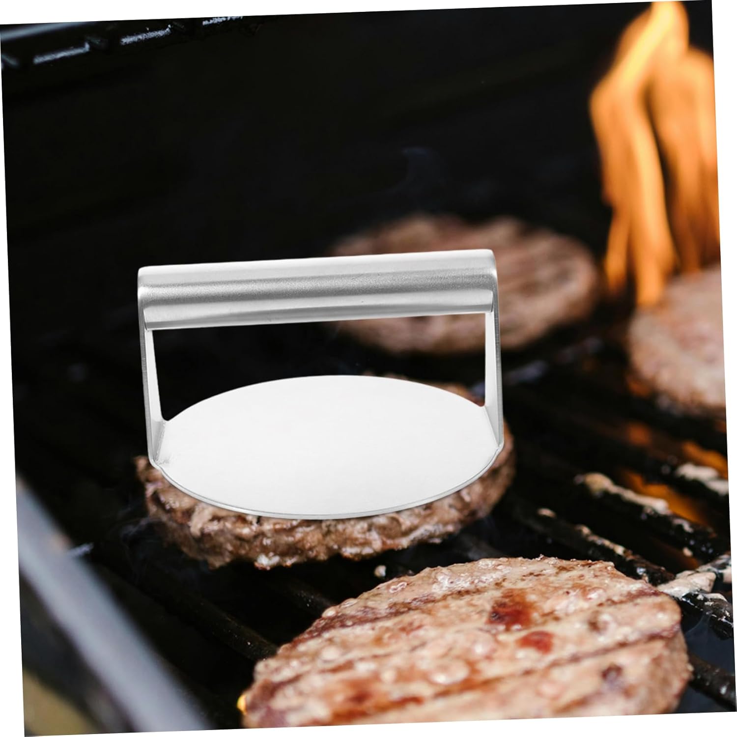1set Stainless Steel Burger Press Pressure Basting Cover for BBQ Outdoor Cooking Cheese Melting Griddle Accessories Kit