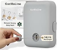 Vista 12 de GorillaLine Tendedero retráctil, para interiores y exteriores, línea de ropa resistente montada en la pared, estante de secado que ahorra espacio