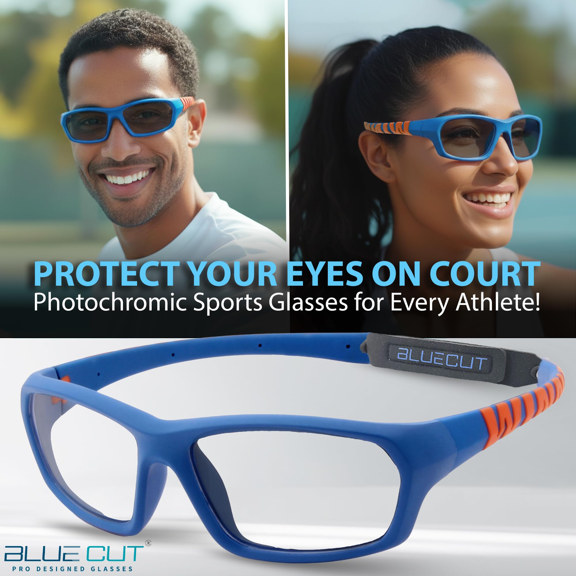 BLUE CUT Occhiali protettivi sportivi per bambini, occhiali di sicurezza fotocromatici per bambini, basket, baseball, calcio, calcio e sport all'aria aperta