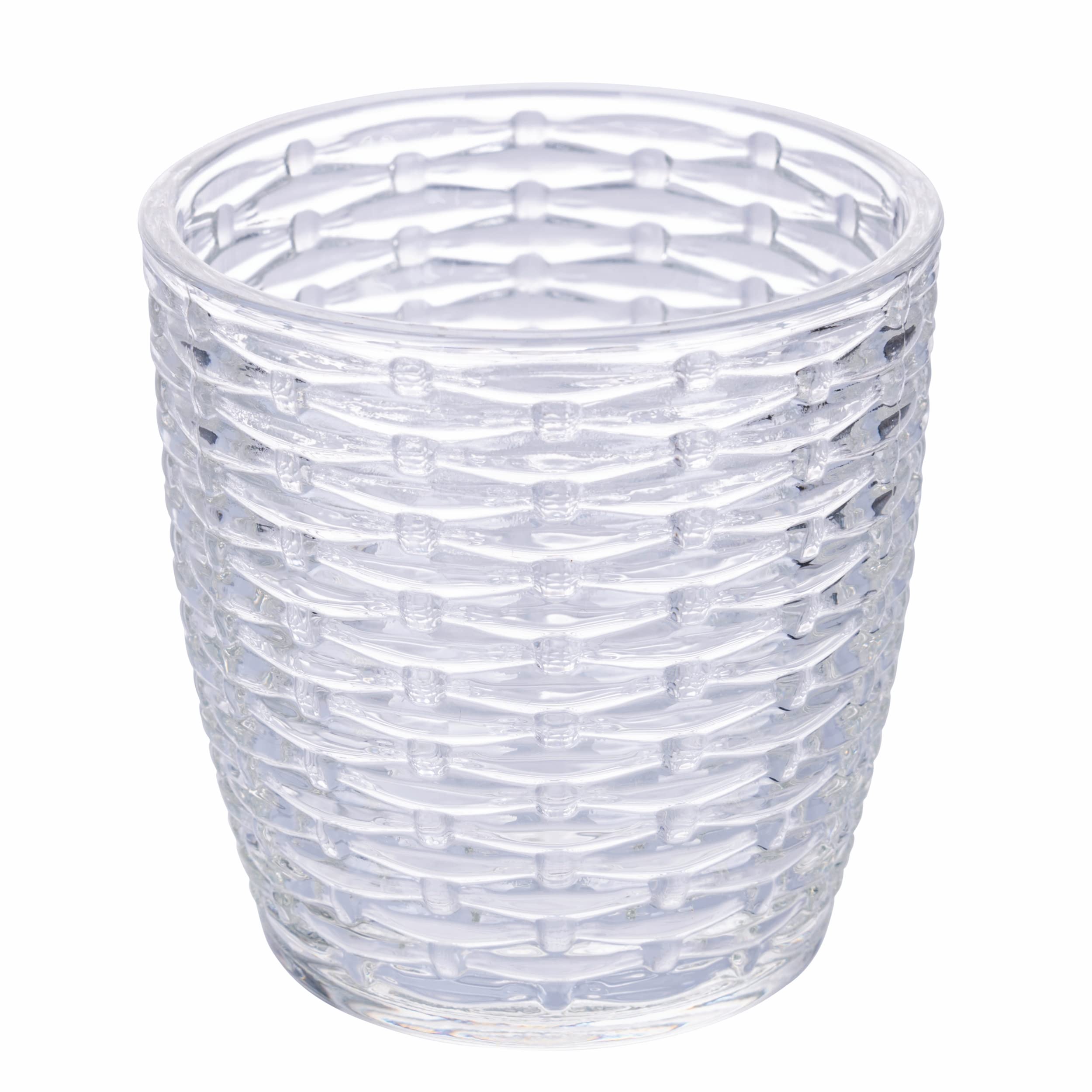 Villa d'Este Home Tivoli Set 6 bicchieri 380 ml in vetro, superficie lavorata a rilievo, Geometrie Clear (Confezione da 2)