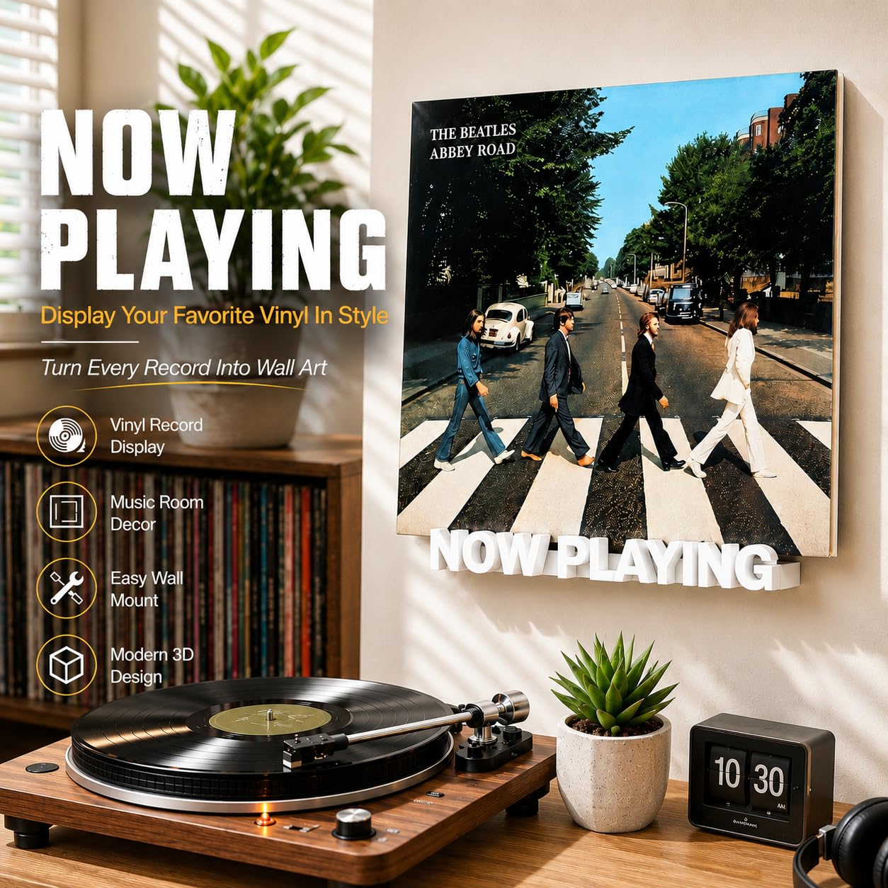 WPESI Now Playing Vinyl-Schallplattenständer, Wandhalterung, LP-Schallplatten, schwimmendes Regal, Weiß