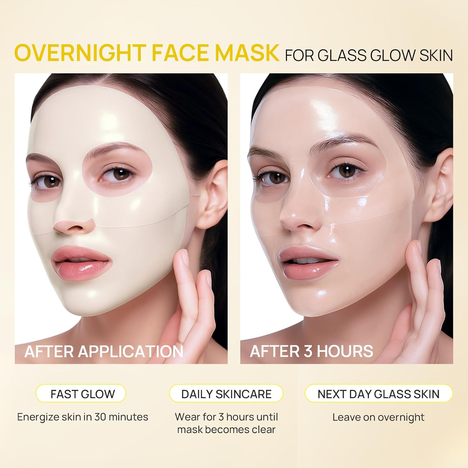 Collagen Face Mask, Real Deep Marine Collagen Overnight Face Mask for Glass Glow Skin - Elasticity, Firming, Hydrating & Moisturizing, 30g x 20ea (Pack of 4)