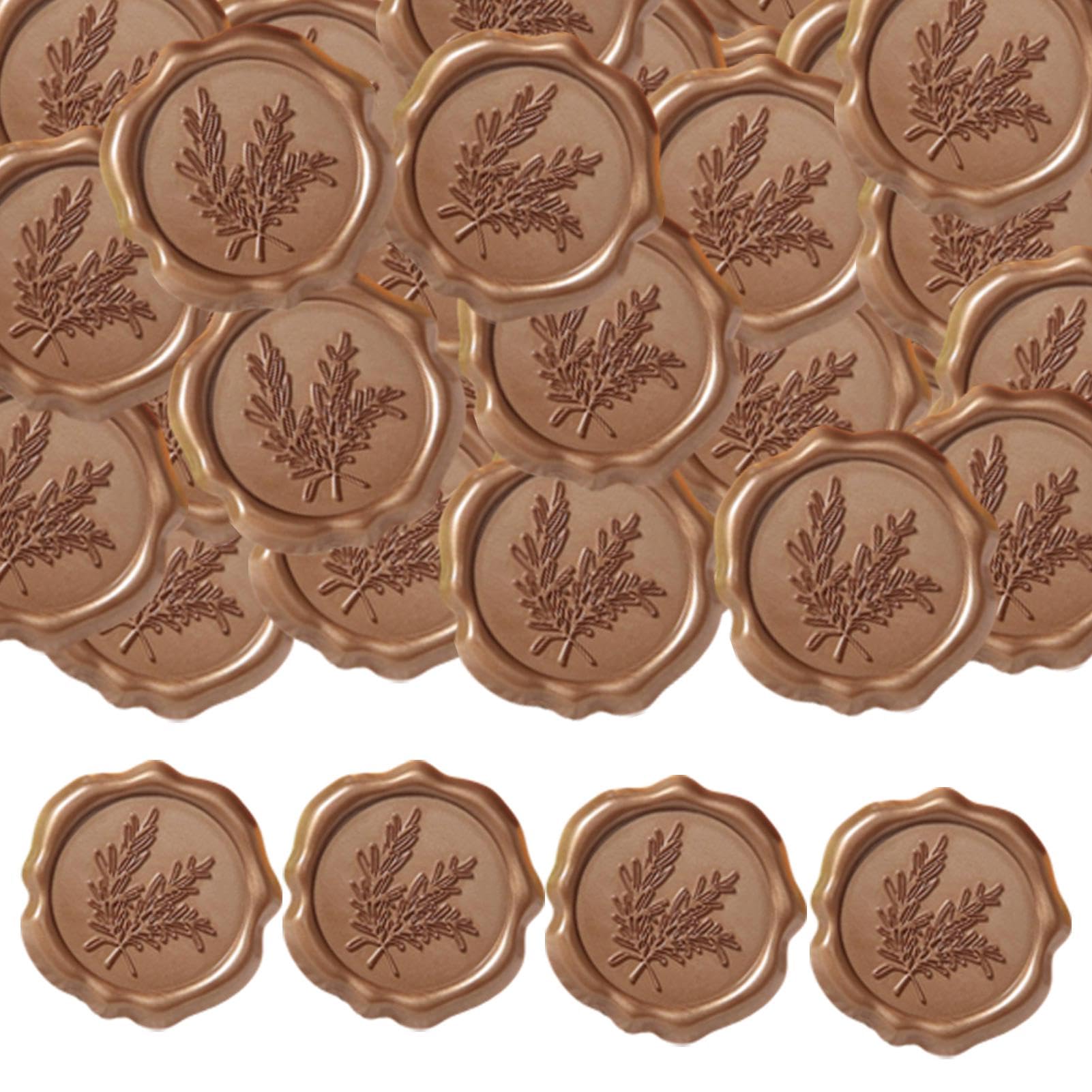 50Pcs Wax Seal Stickers, Envelope Seal Stickers Adhesive Dots, Olive Branch Embossed, Seals for Vintage Wedding Invitation Birthday Bridal Shower Christmas Party