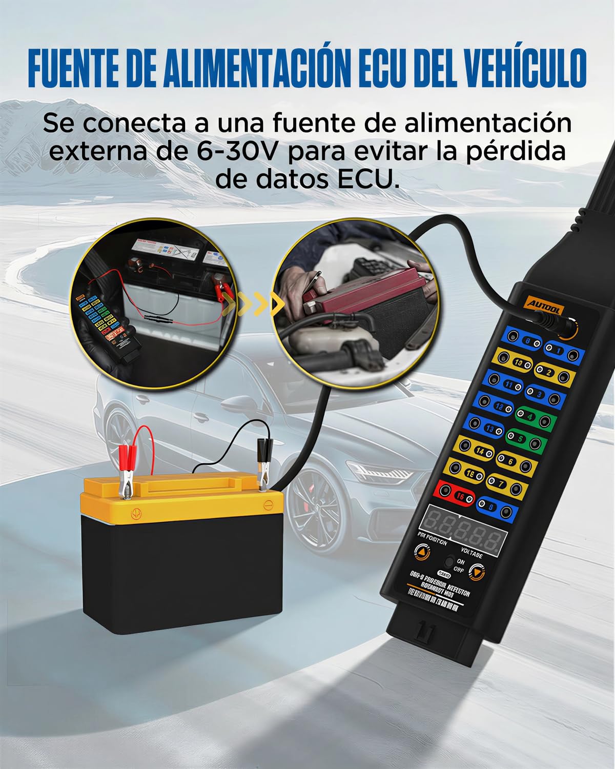 AUTOOL Breakout Box - Detector de protocolo OBD-II con indicador de voltaje, 16 pines, CAN, puente, compatible con escáner, multímetro, osciloscopio para pruebas de diagnóstico de vehículos eléctricos