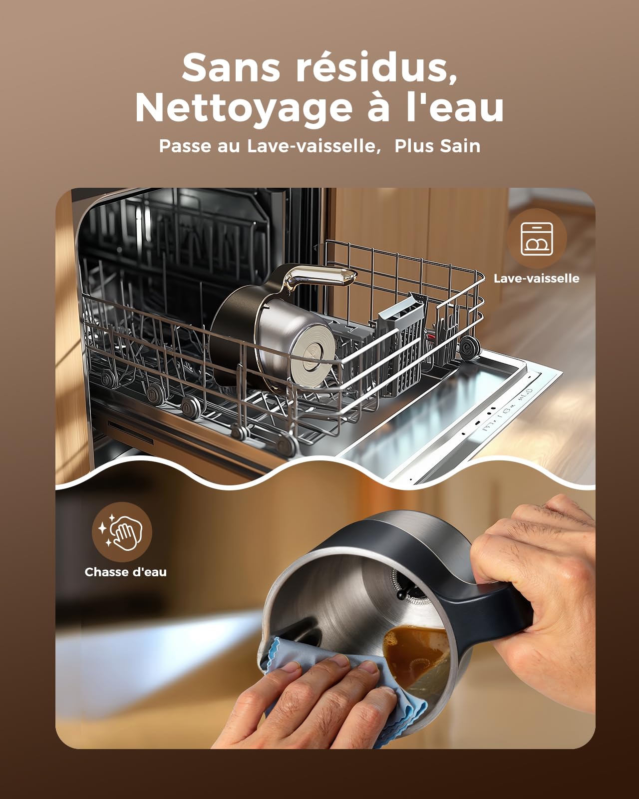 Mousseur à Lait Électrique 8-en-1 Chaud & Froid 400 ml