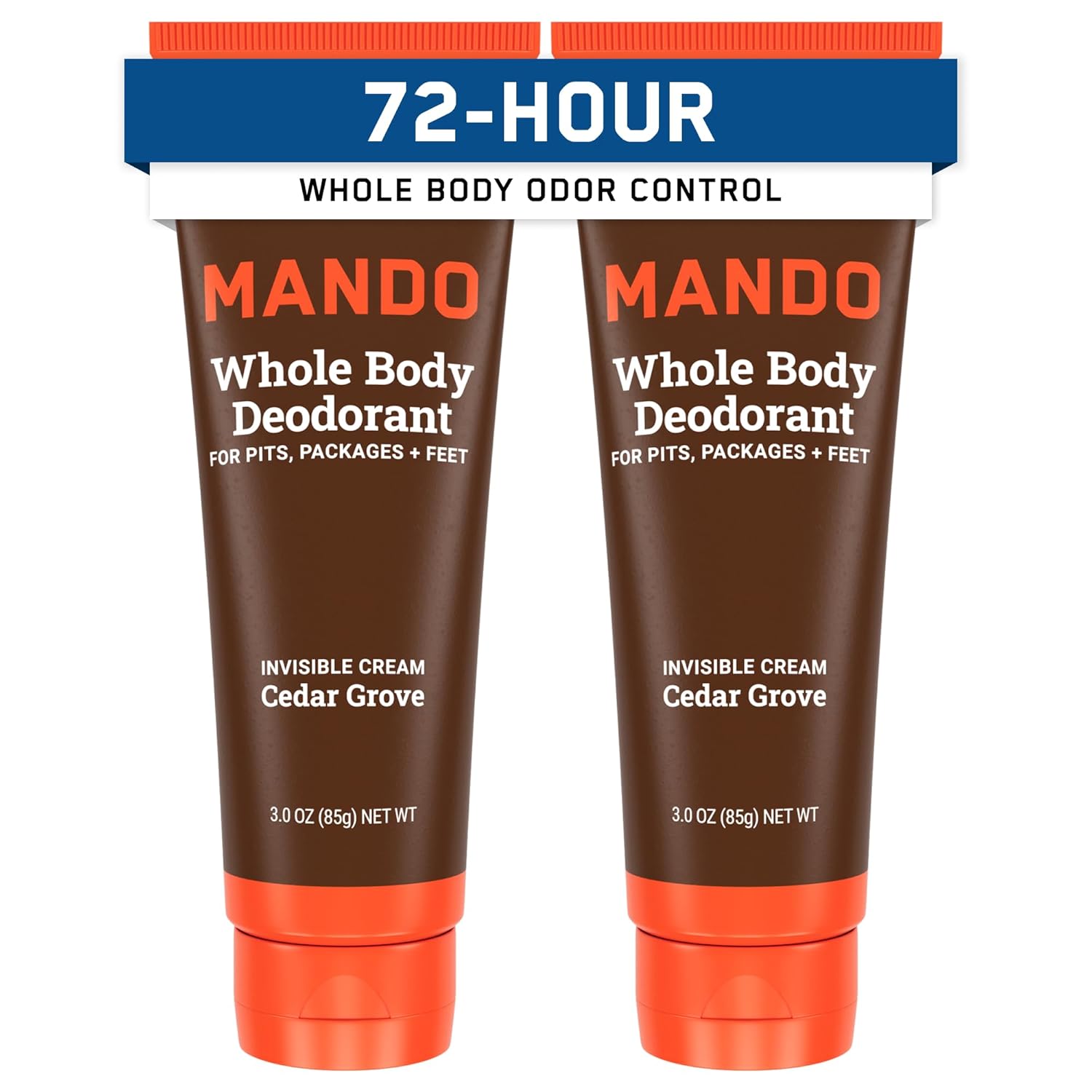 Mando Whole Body Deodorant For Men - Invisible Cream - 72 Hour Odor Control - Aluminum Free, Baking Soda Free, Skin Safe - 3 ounce (Pack of 2) - Pro Sport