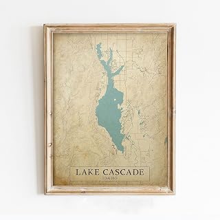 Vintage Poster of Lake Cascade Idaho USA | 11x17 12x18 16x24 24x36 Unframed Print Wall Art | Antique Rustic Artwork | City Traveler Gift | Home Office Decor