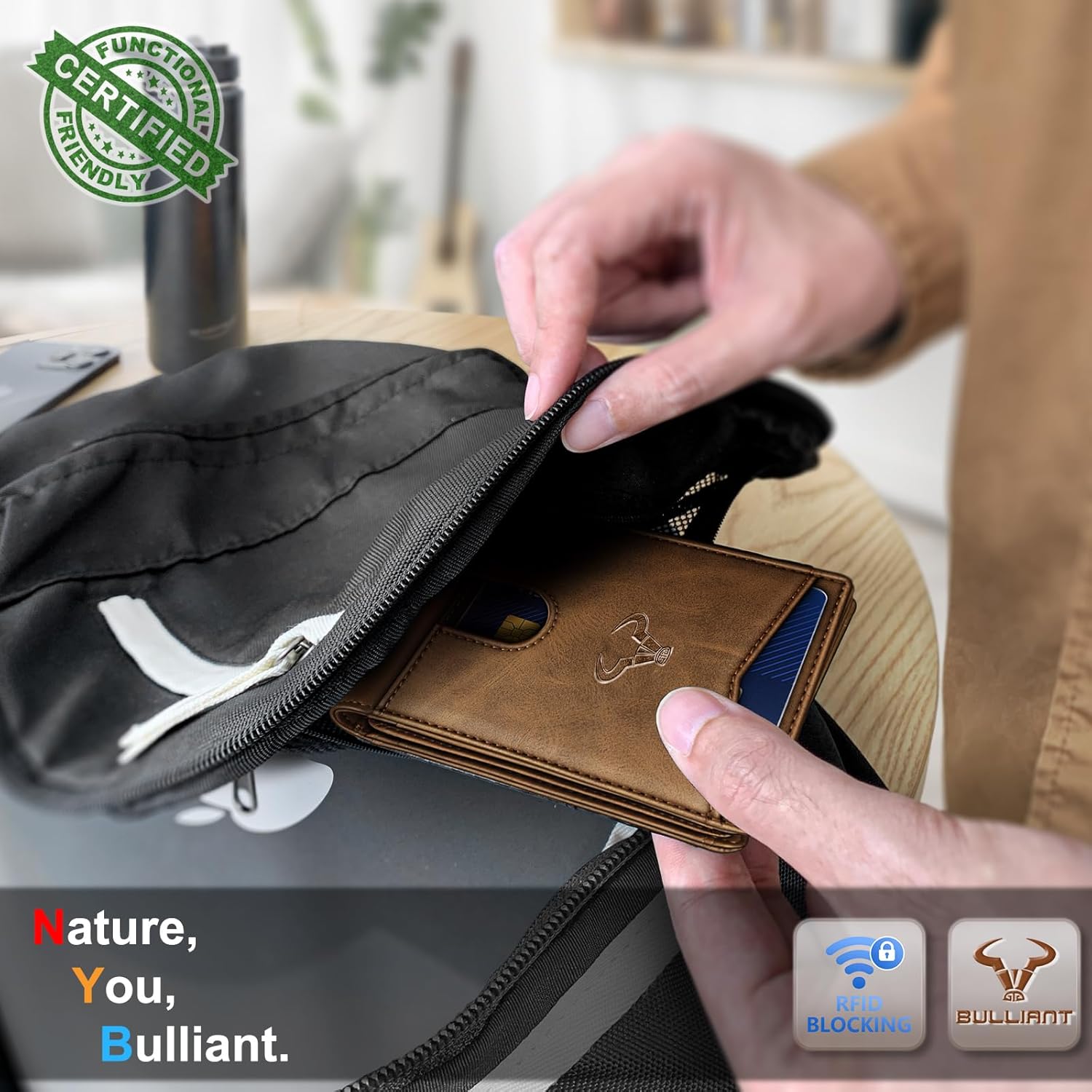 BULLIANT Men Wallet, Slim Leather Wallet Front Pocket Card Holder Gift For Men 11 Slots RFID Blocking - Image 5