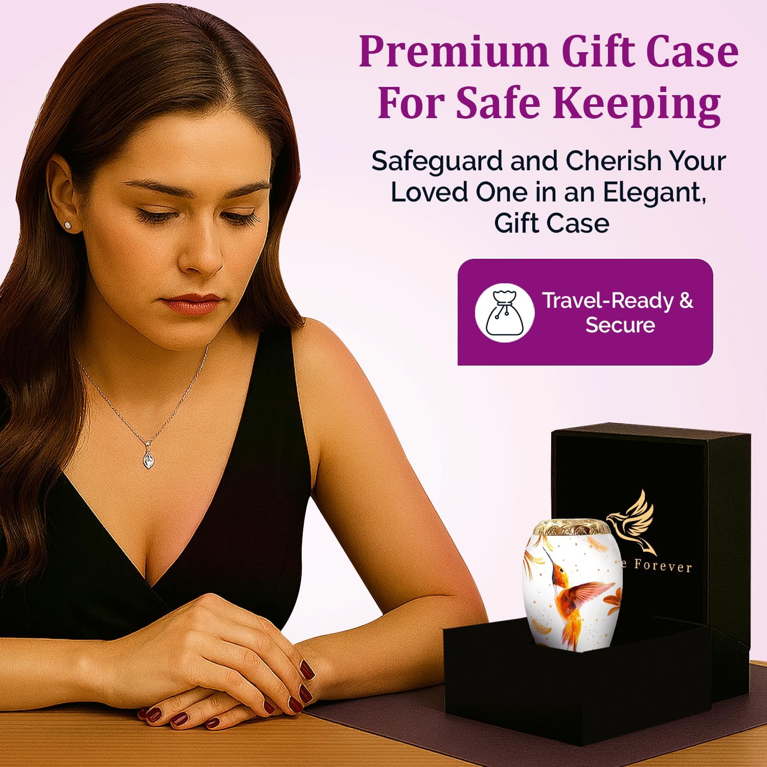 Solace Forever Mini Urns for Human Ashes Keepsake Set of 4 - Female Burial Urn Memorial - Decorative Small Urn for Ashes for Women (White, Set of 4)