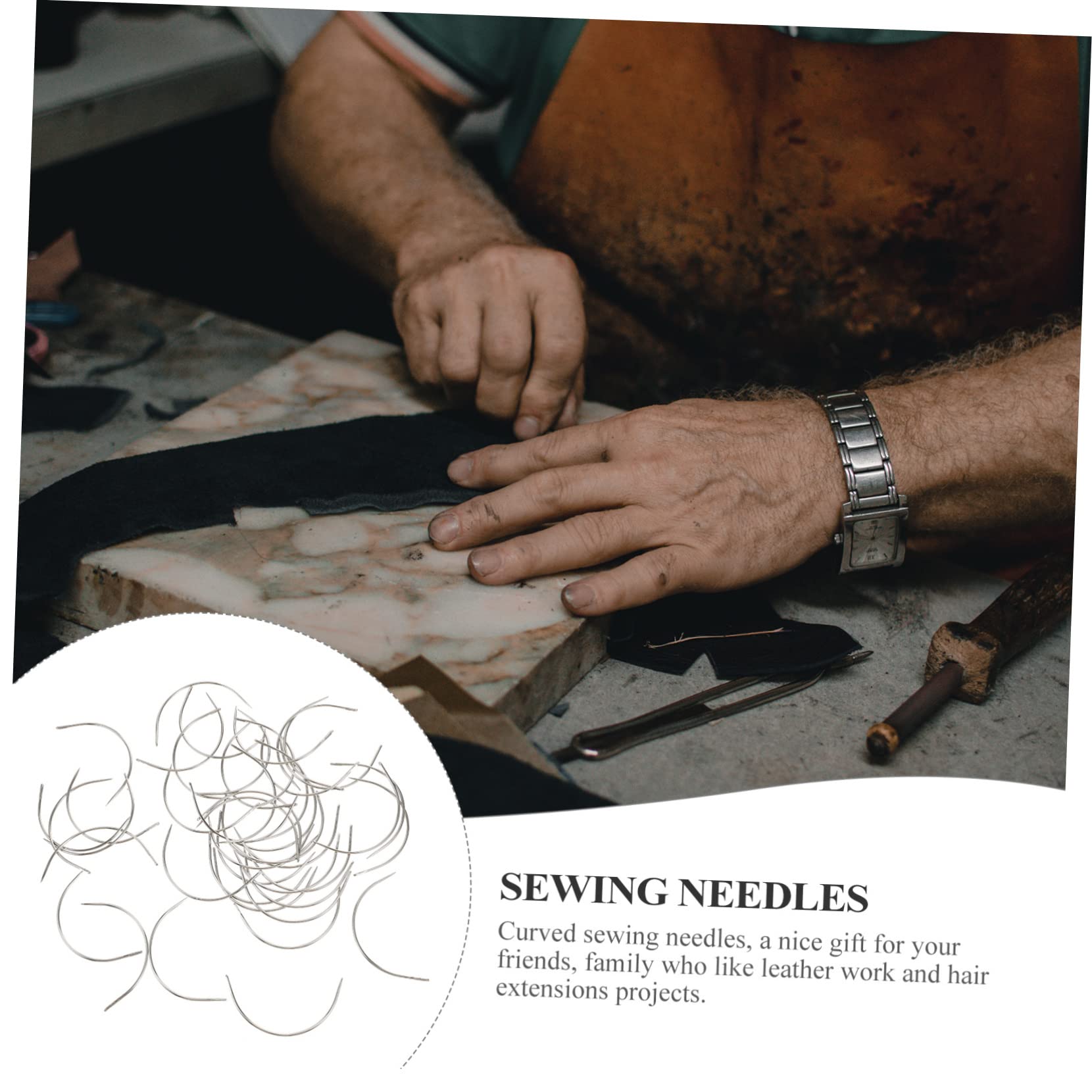 HAPINARY Curved Sewing Needles for Upholstery 100pcs c Needles for Handmade Hair Sewing Thread Included Compact Portable Great for Quilting and Craft Projects