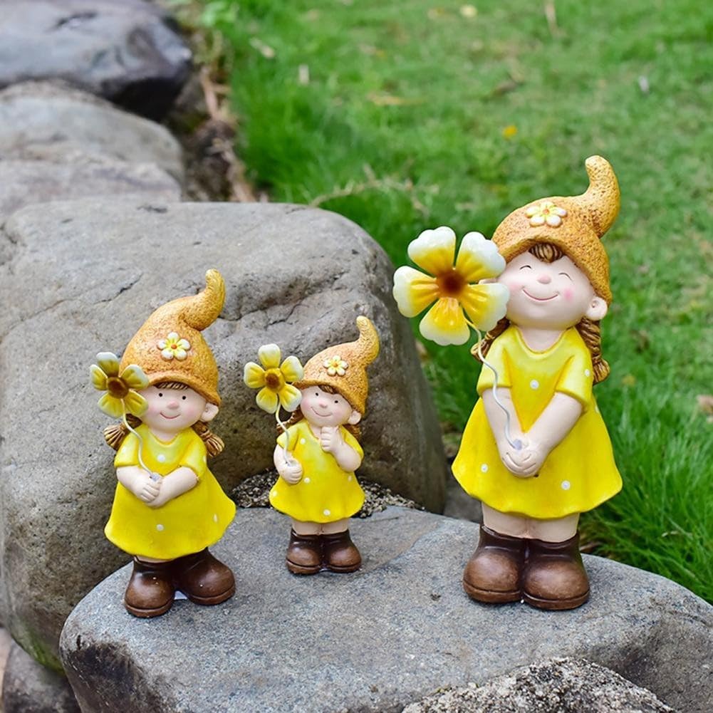 Figura de gnomo de porcelana atemporal para uso al aire libre en jardines, patios, terrazas y espacios interiores como entrada o estudio (A)