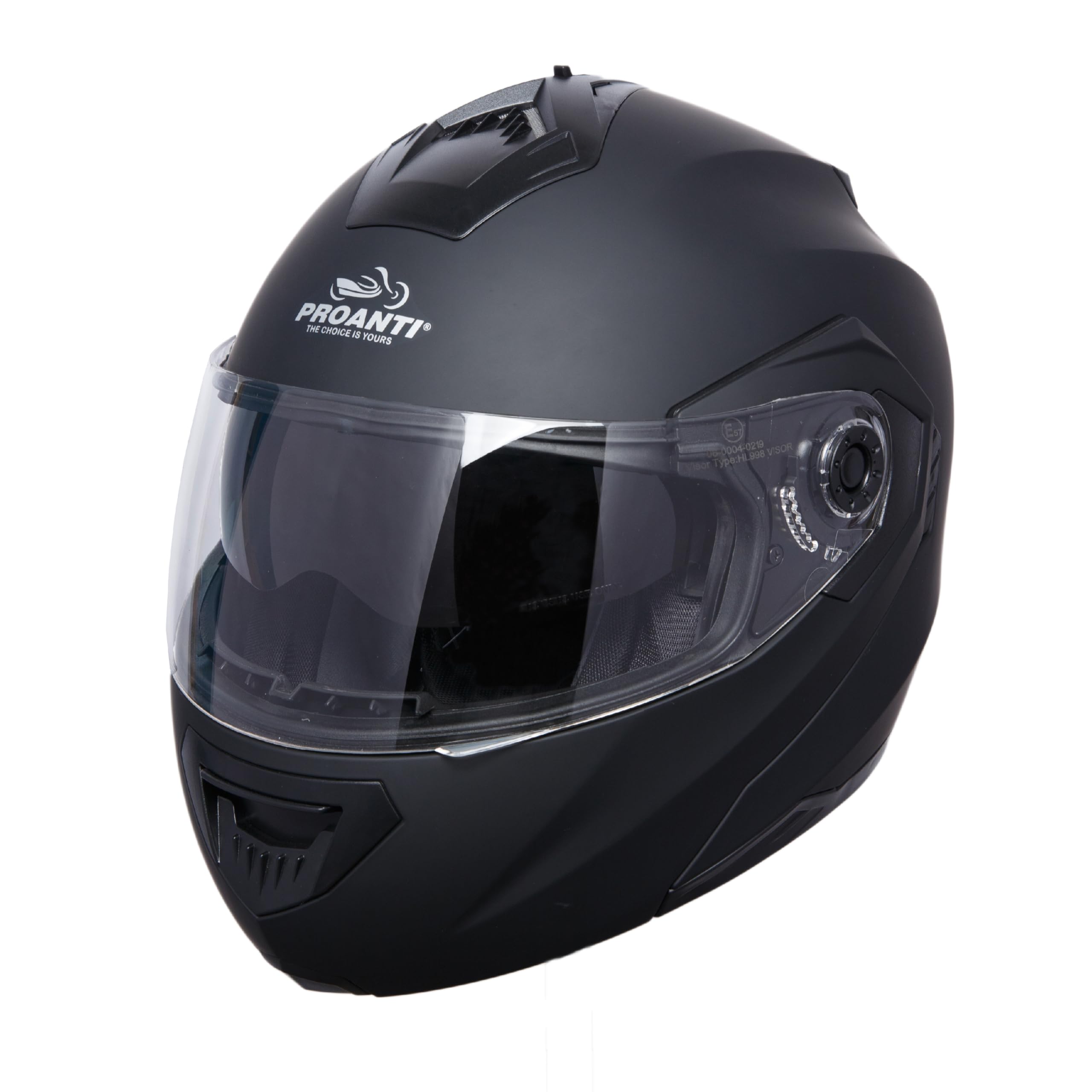 PROANTI Motorradhelm Klapphelm modularer Motorrad Helm mit Visier- und integriertem Sonnenschutz Schwarz