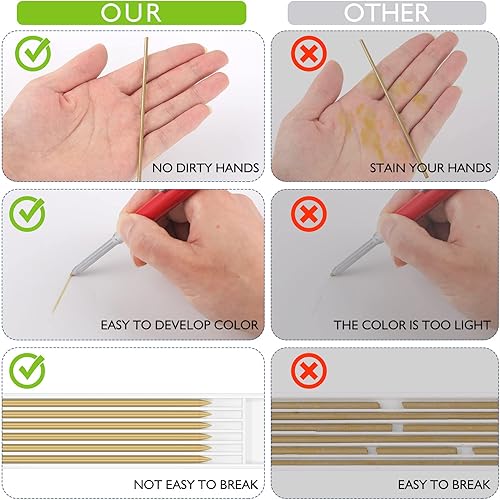 Miniatura 5 de Spakon 60 lápices de construcción de carpintero de 0.110 in, repuestos de plomo, herramientas mecánicas para escribir y dibujar (plata, dorado)