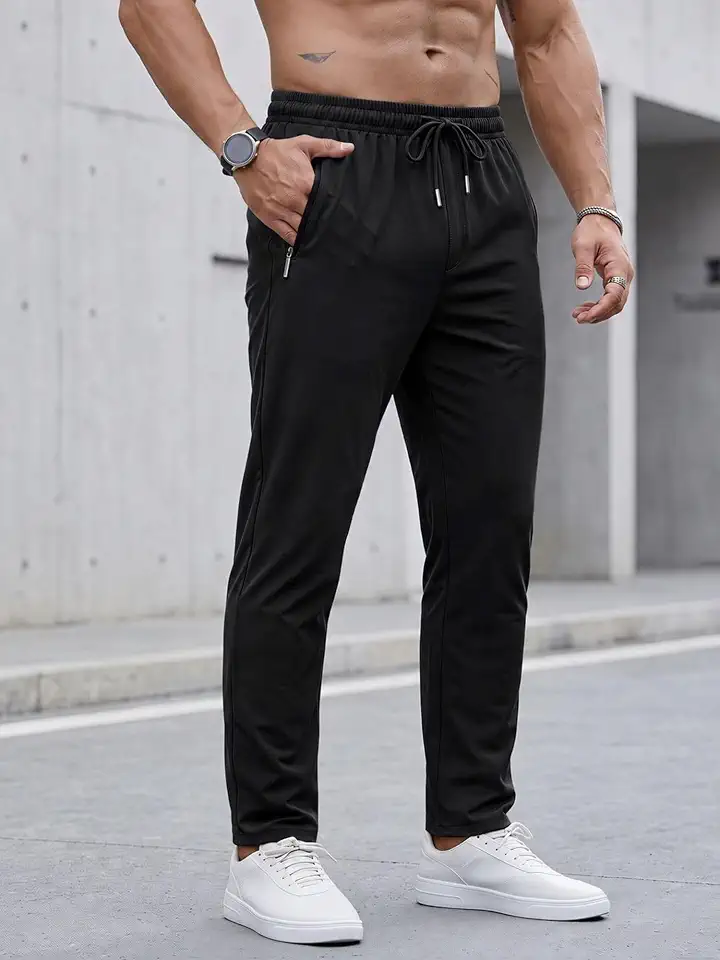 Men's Lightweight Athletic Pants, Quick-Dry and Comfortable Black